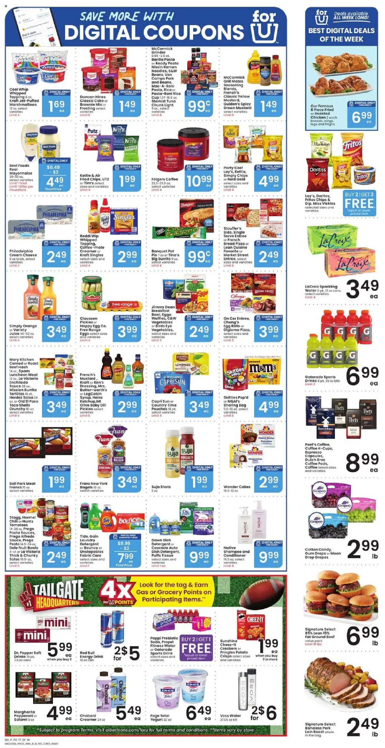 Albertsons Weekly Ad - valid from 09/02/2026 | Page: 4 | Products: Cream cheese, Conditioner, Mustard, Energy drink