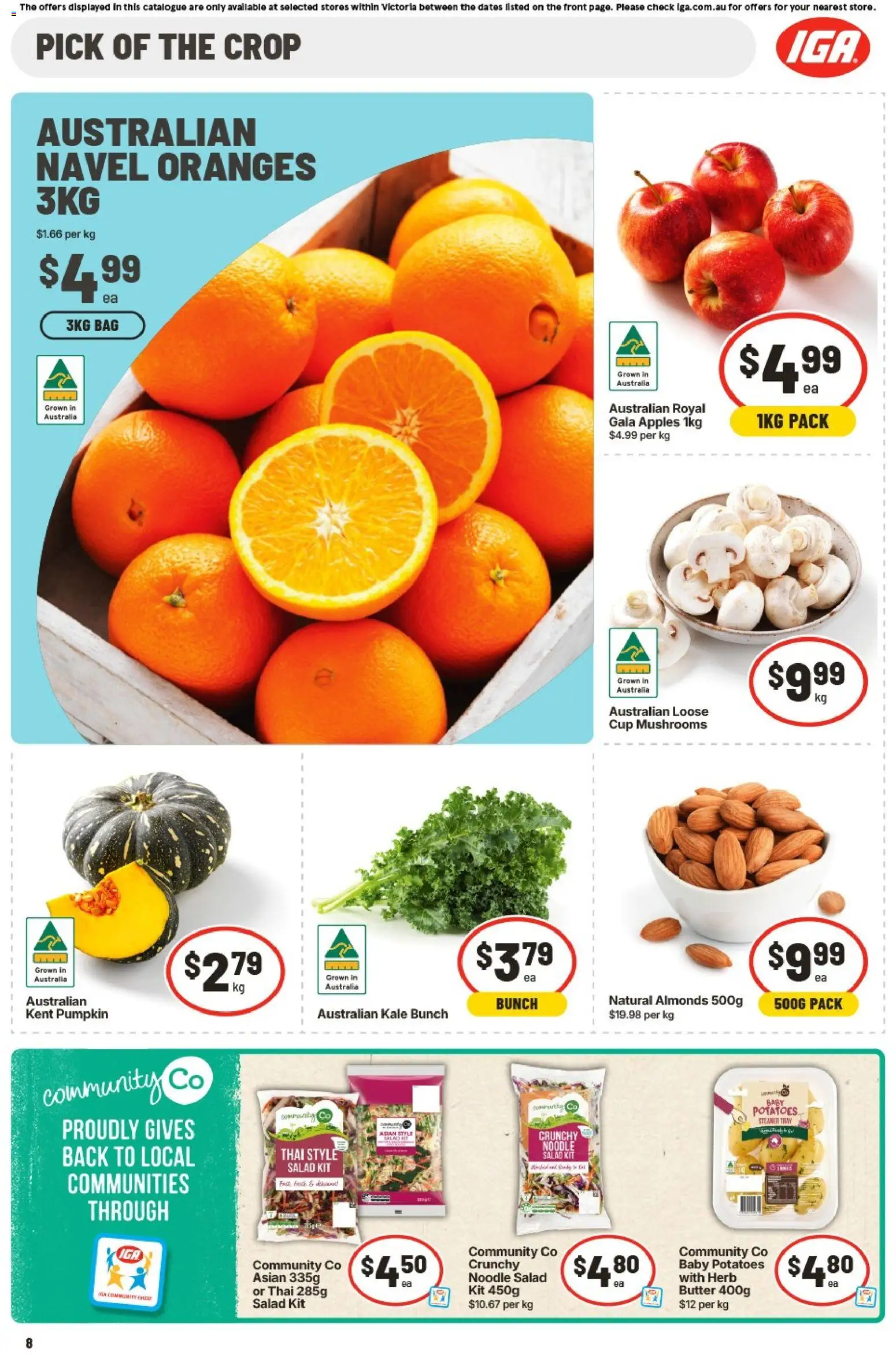 IGA catalogue - valid from 01/07/2026 | Page: 8 | Products: Almonds, Herb, Kale, Mushrooms
