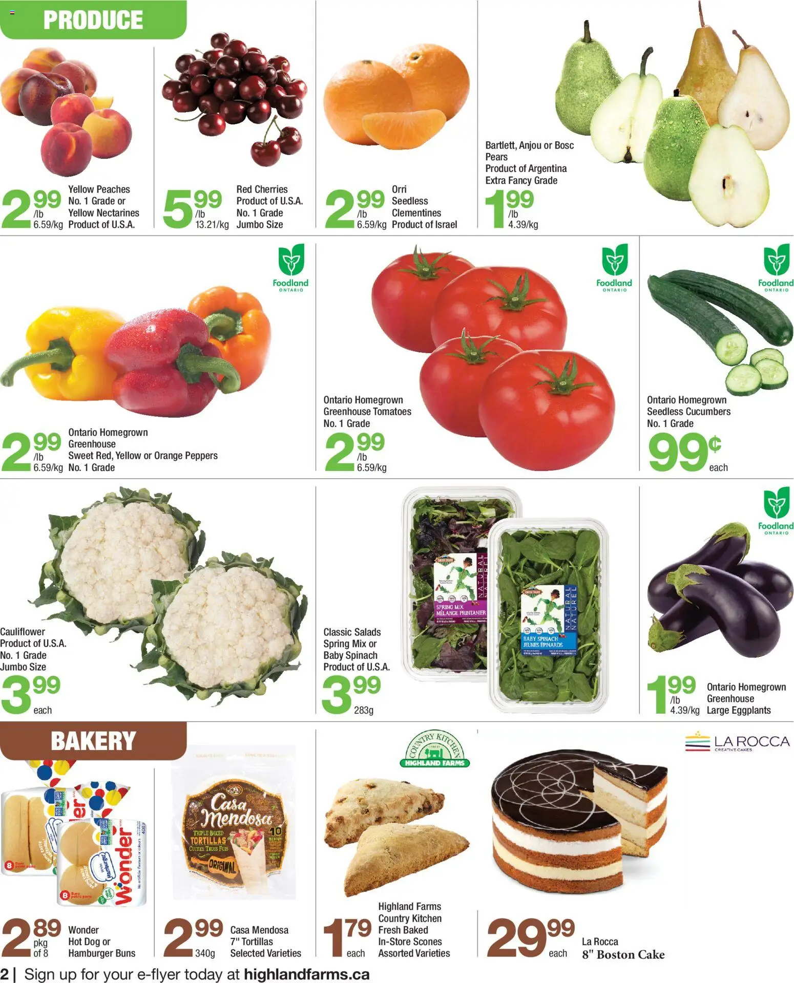 Highland Farms flyer valid from 21.05.2026 | Page: 2 | Products: Cucumbers, Bakery, Tomatoes