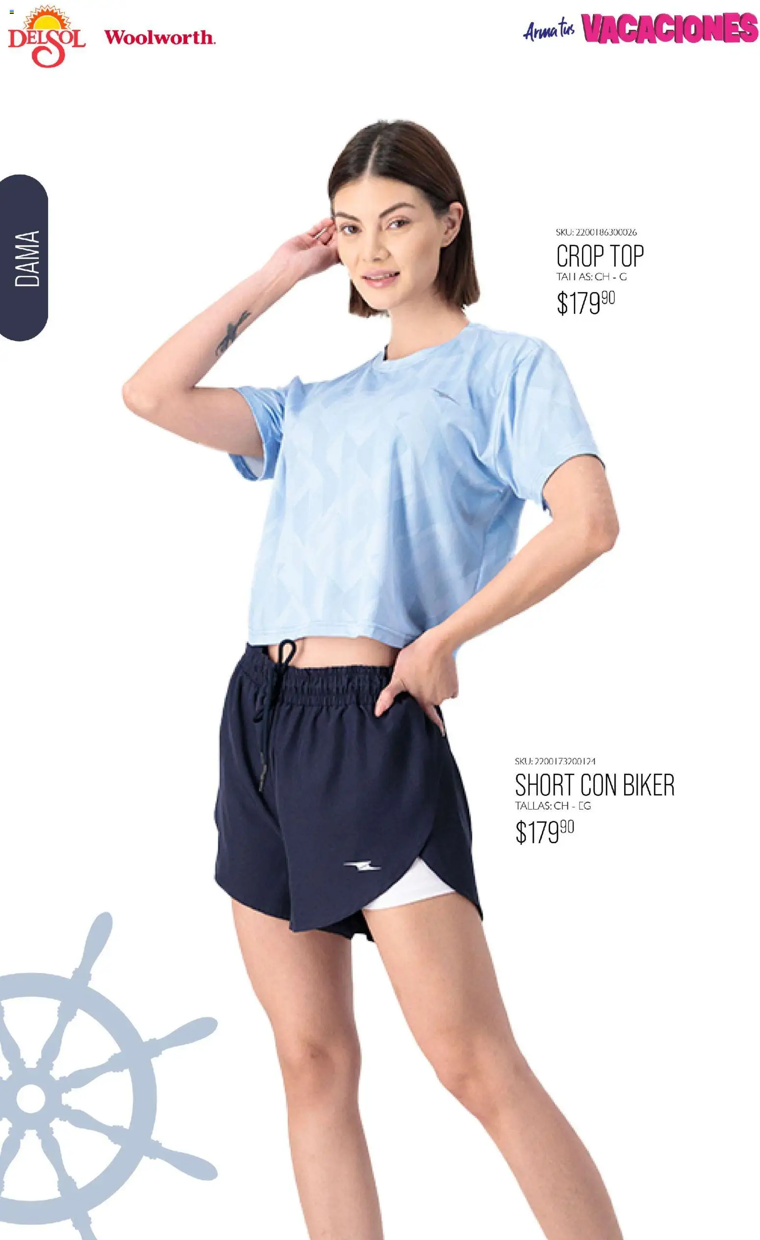 Nuevas ofertas de Del Sol y Woolworth válidas en toda la República Mexicana desde el 19.03.2026. ¡Encuentra las mejores ofertas en Del Sol y Woolworth catálogo Moda Vacaciones! | Página: 17 | Productos: Top, Short