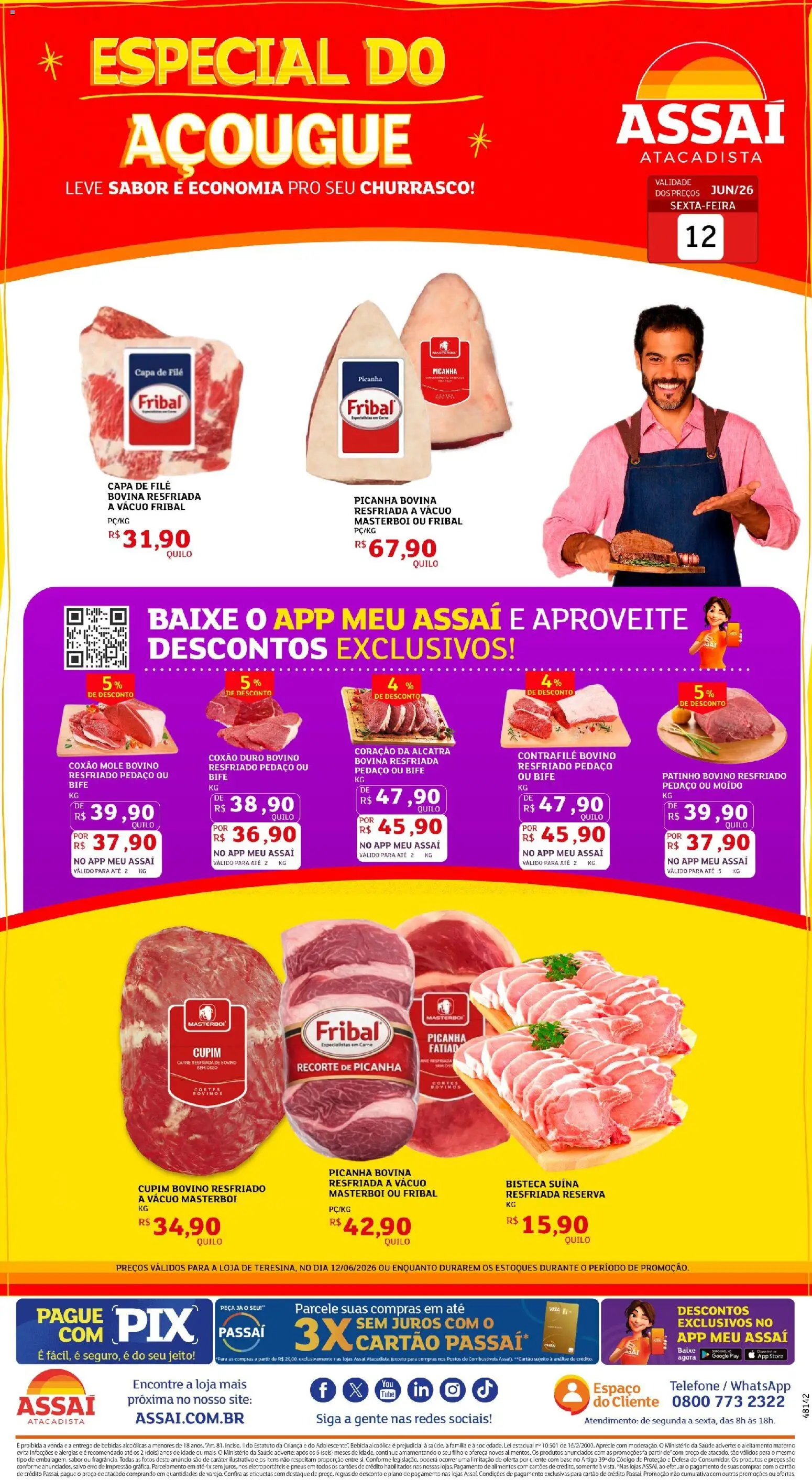 Assaí Atacadista Folheto - válido de 12.06.2026 | Página: 1 | Produtos: Pneus, Base, Carne, Bebida