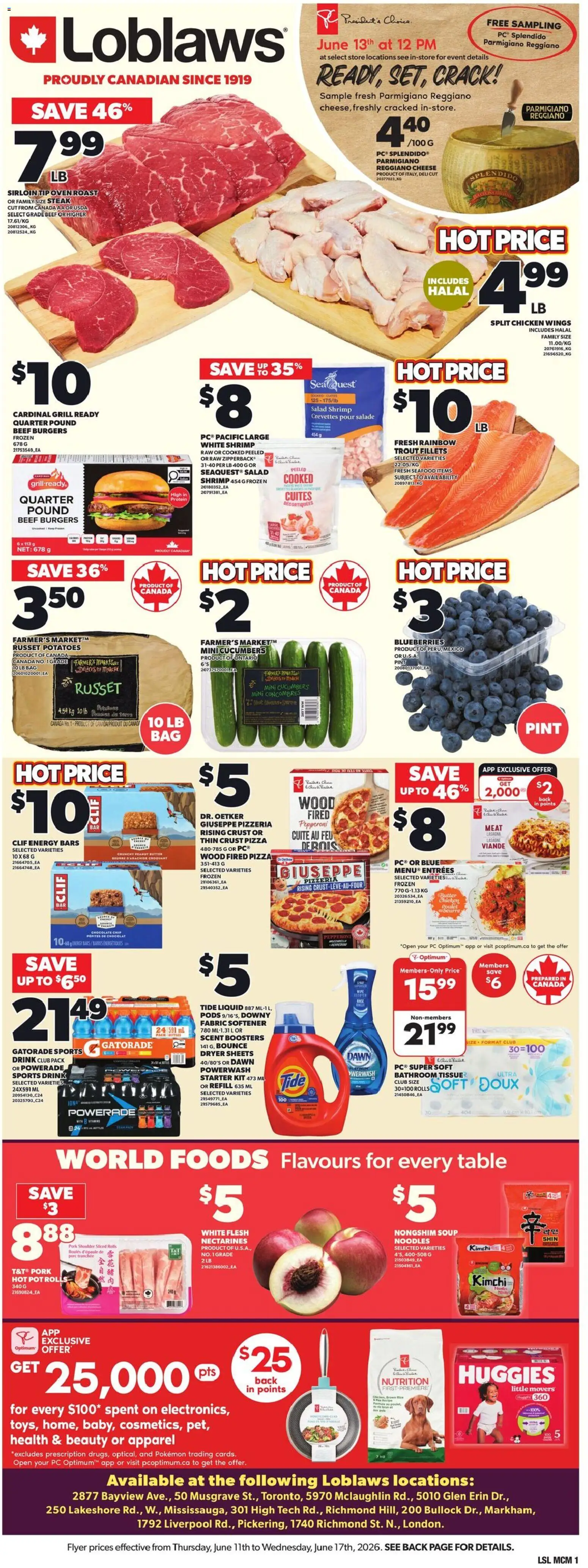 Loblaws flyer valid from 11.06.2026 | Page: 4 | Products: Salad, Chicken wings, Bag, Pork