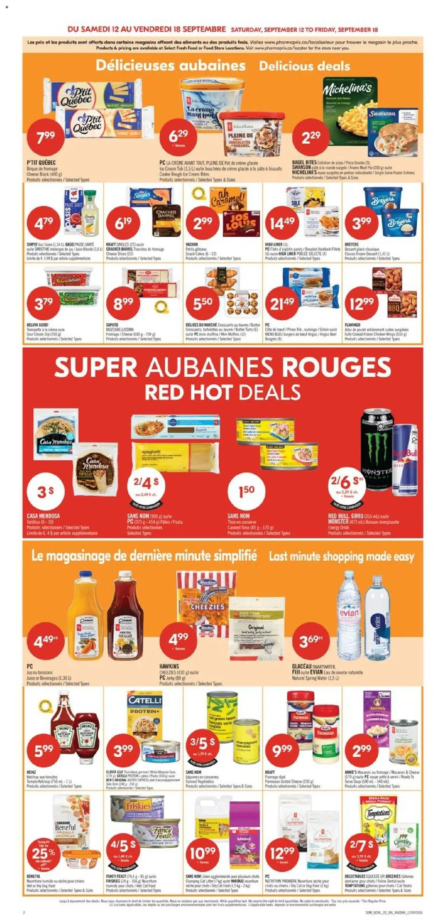Pharmaprix flyer valid from Sep 12, 2026 | Page: 7 | Products: Chicken wings, Burgers, Energy drink, Protein