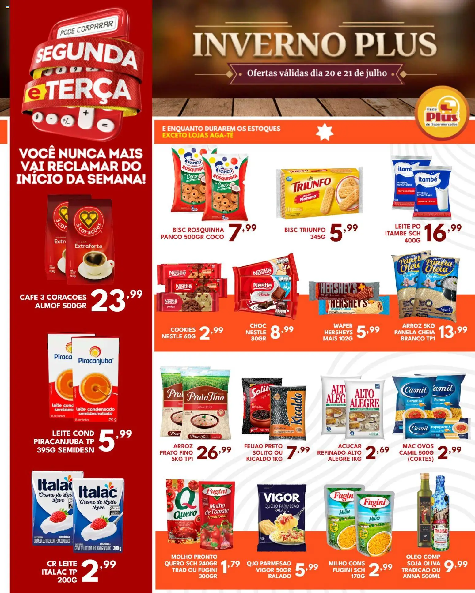 Rede Plus Supermercados Folheto - válido de 20/07/2026 | Página: 3 | Produtos: Queijo, Café, Creme, Soja