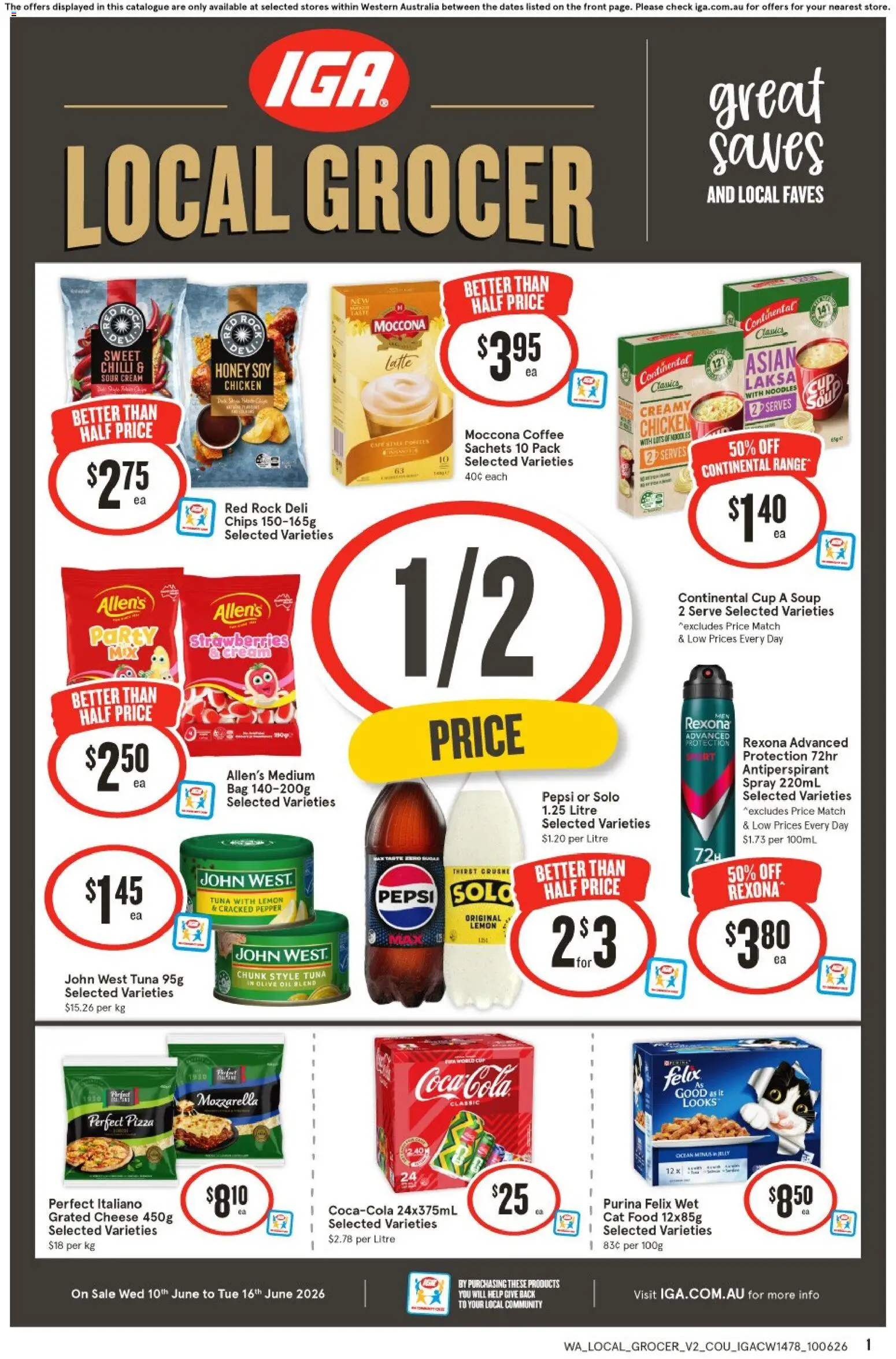 IGA catalogue - valid from 10.06.2026 | Page: 1 | Products: Antiperspirant, Strawberries, Pepper, Soup