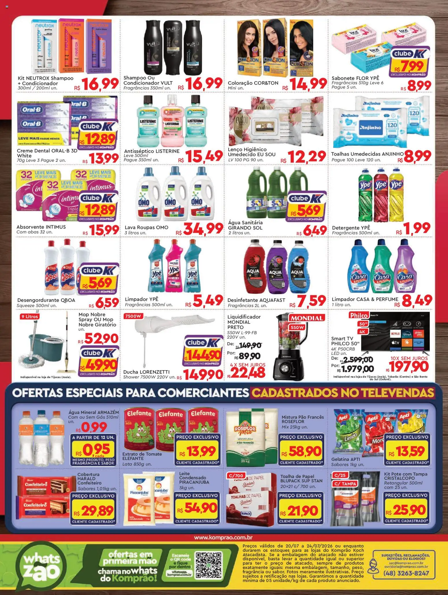 Komprao Atacadista Folheto - válido de 20/07/2026 | Página: 4 | Produtos: Liquidificador, Sabonete, Desinfetante, Água sanitária