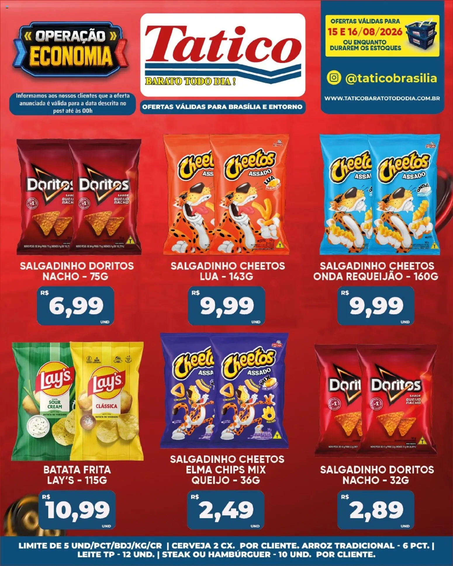 Tatico Folheto - válido de 17/08/2026 | Página: 35 | Produtos: Elma Chips, Cerveja, Hambúrguer, Requeijão