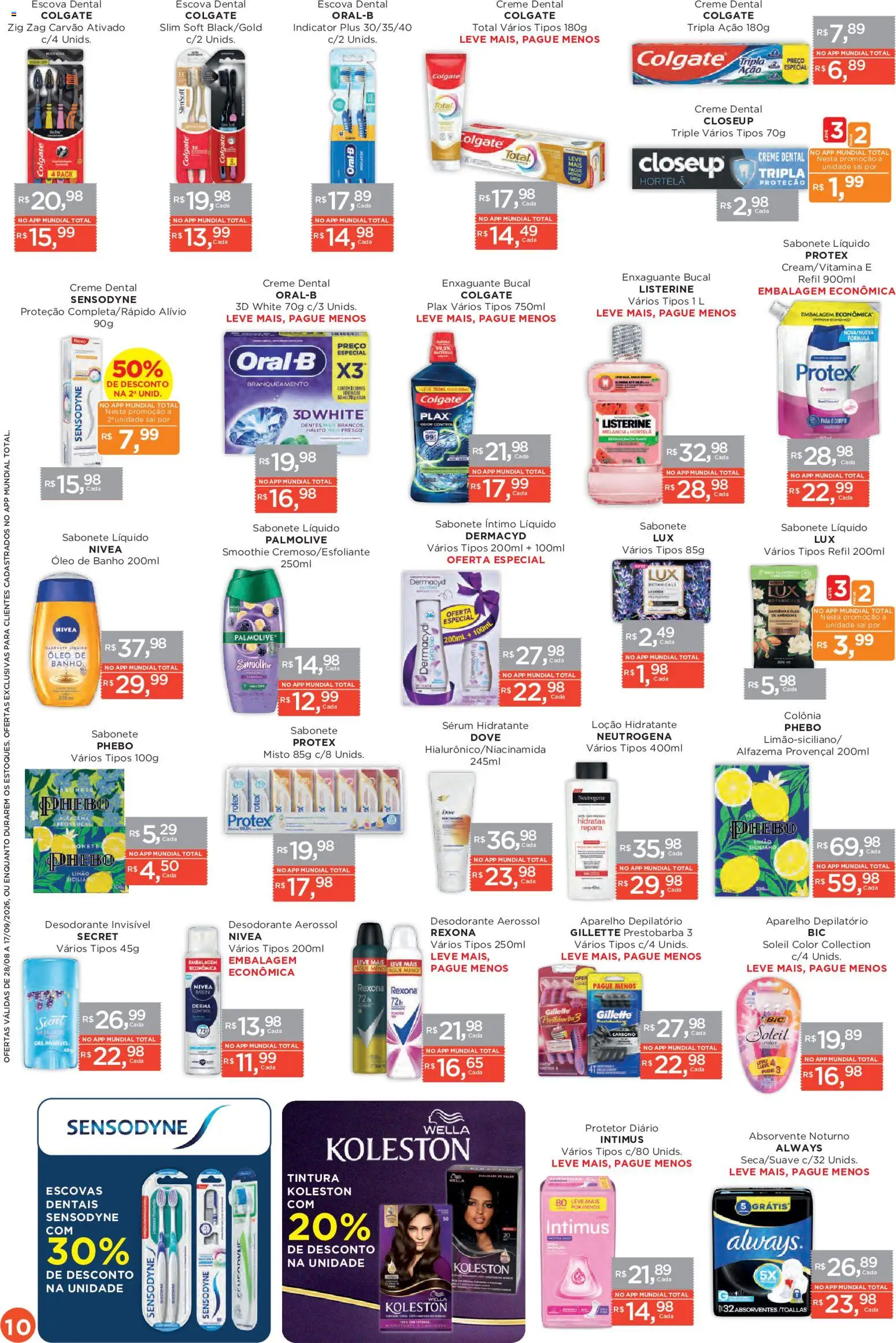Mundial Folheto - válido de 20/08/2026 | Página: 12 | Produtos: Enxaguante bucal, Creme, Rexona, Dove