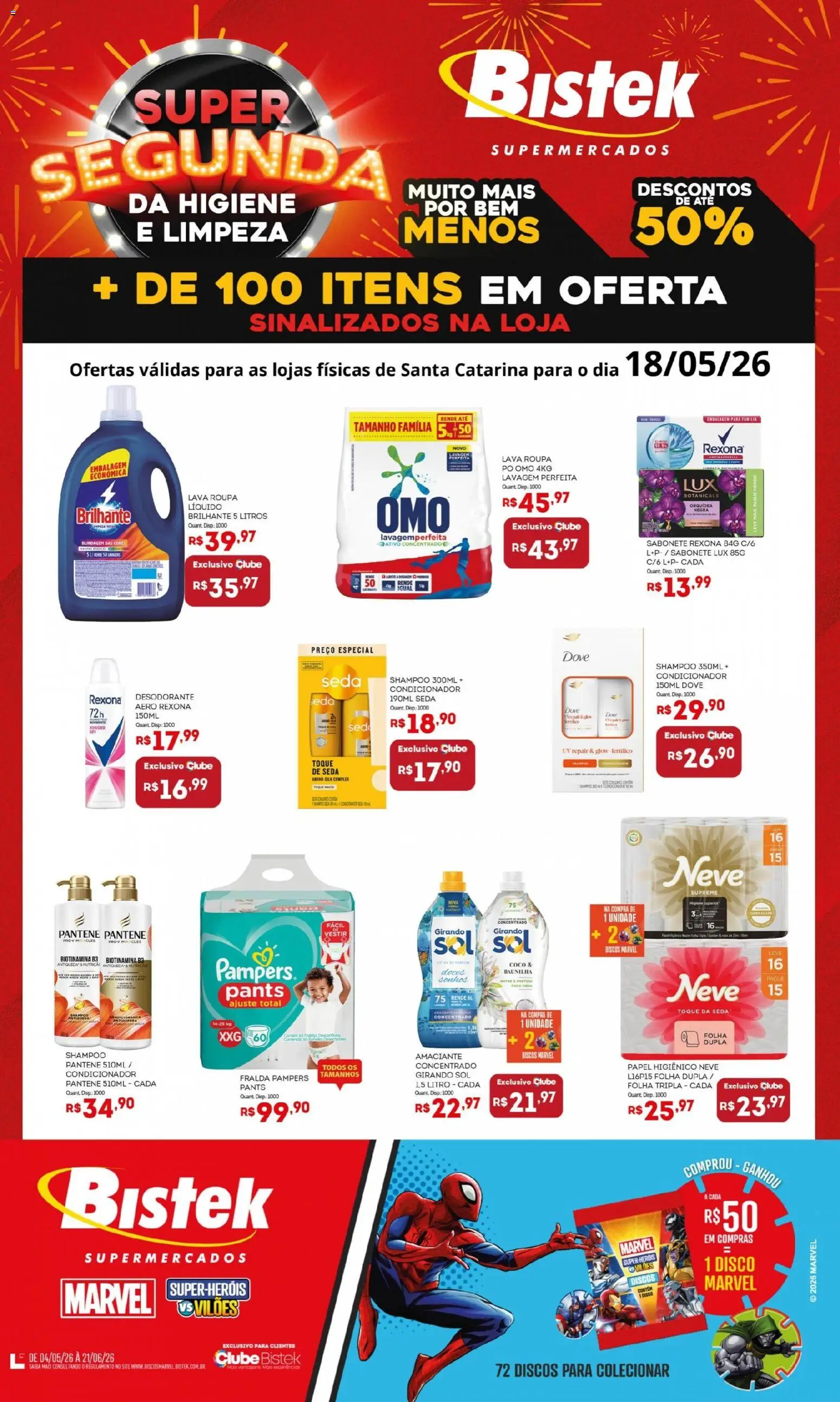 Bistek Supermercados Folheto - válido de 18.05.2026 | Página: 1 | Produtos: Coco, Pampers, Desodorante, Sabonete