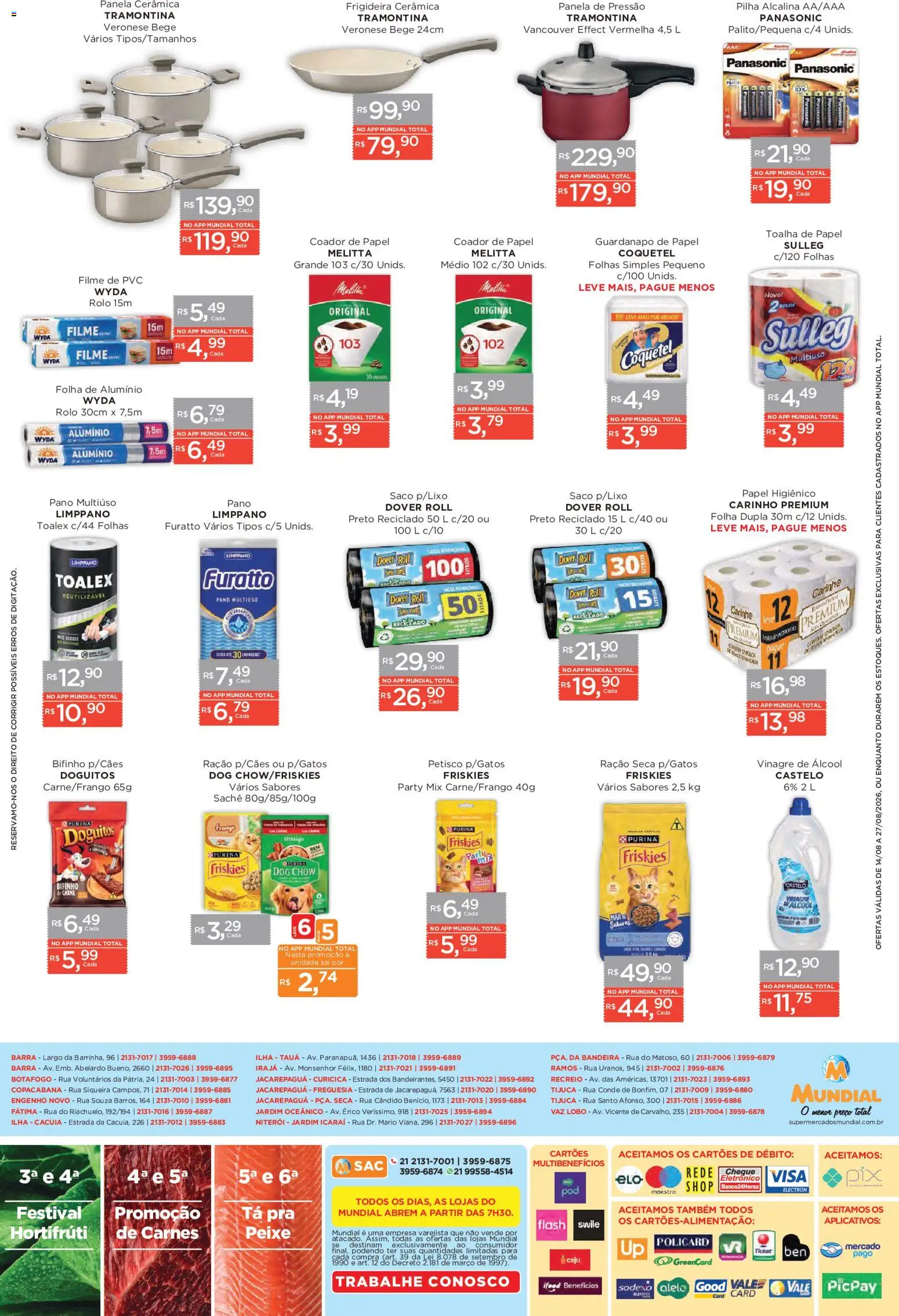 Mundial Folheto - válido de 14/08/2026 | Página: 12 | Produtos: Papel toalha, Peixe, Papel higiênico, Ração