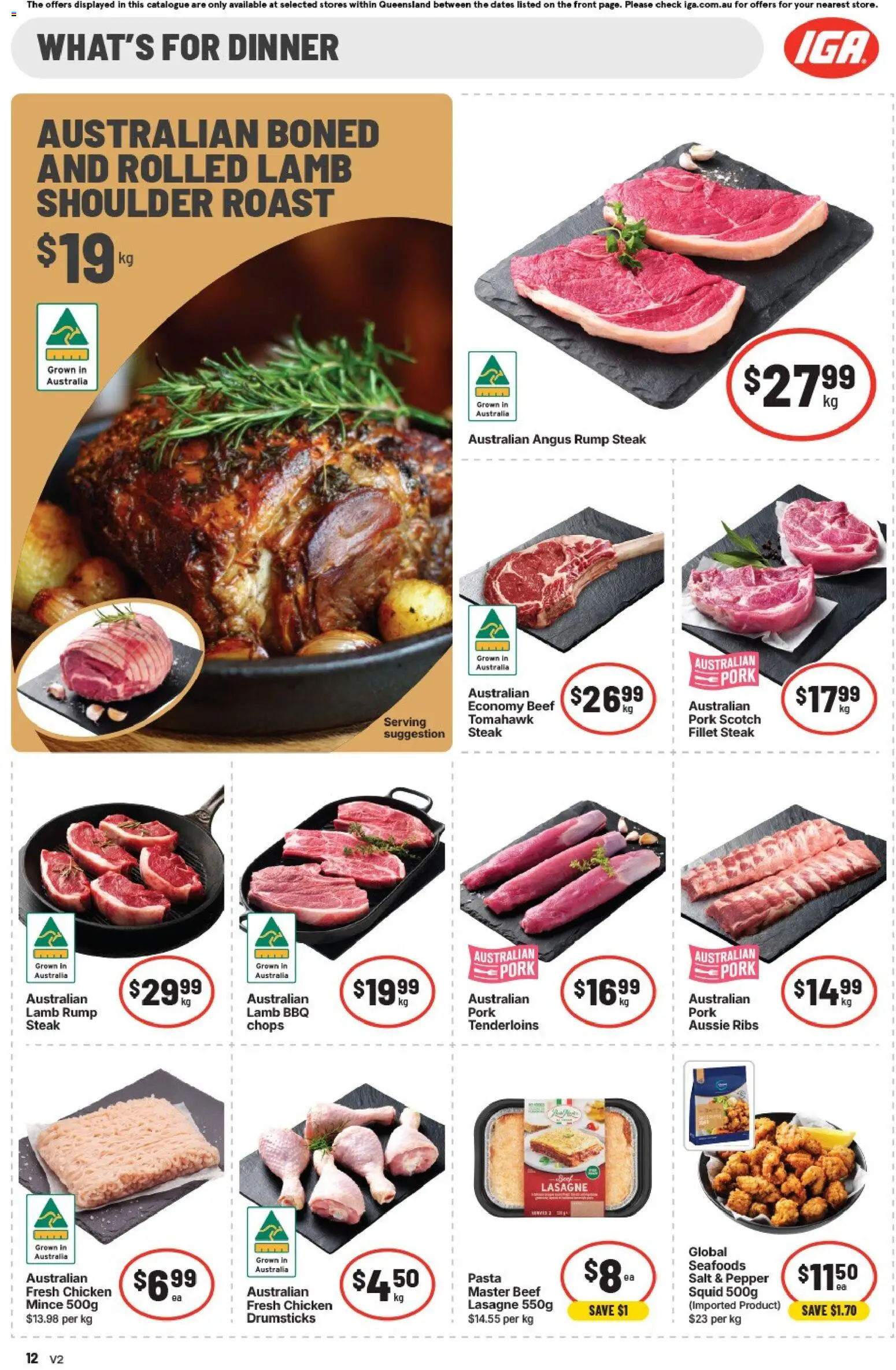 IGA catalogue - valid from 12/08/2026 | Page: 12 | Products: Beef, Scotch, Drumsticks, Roast