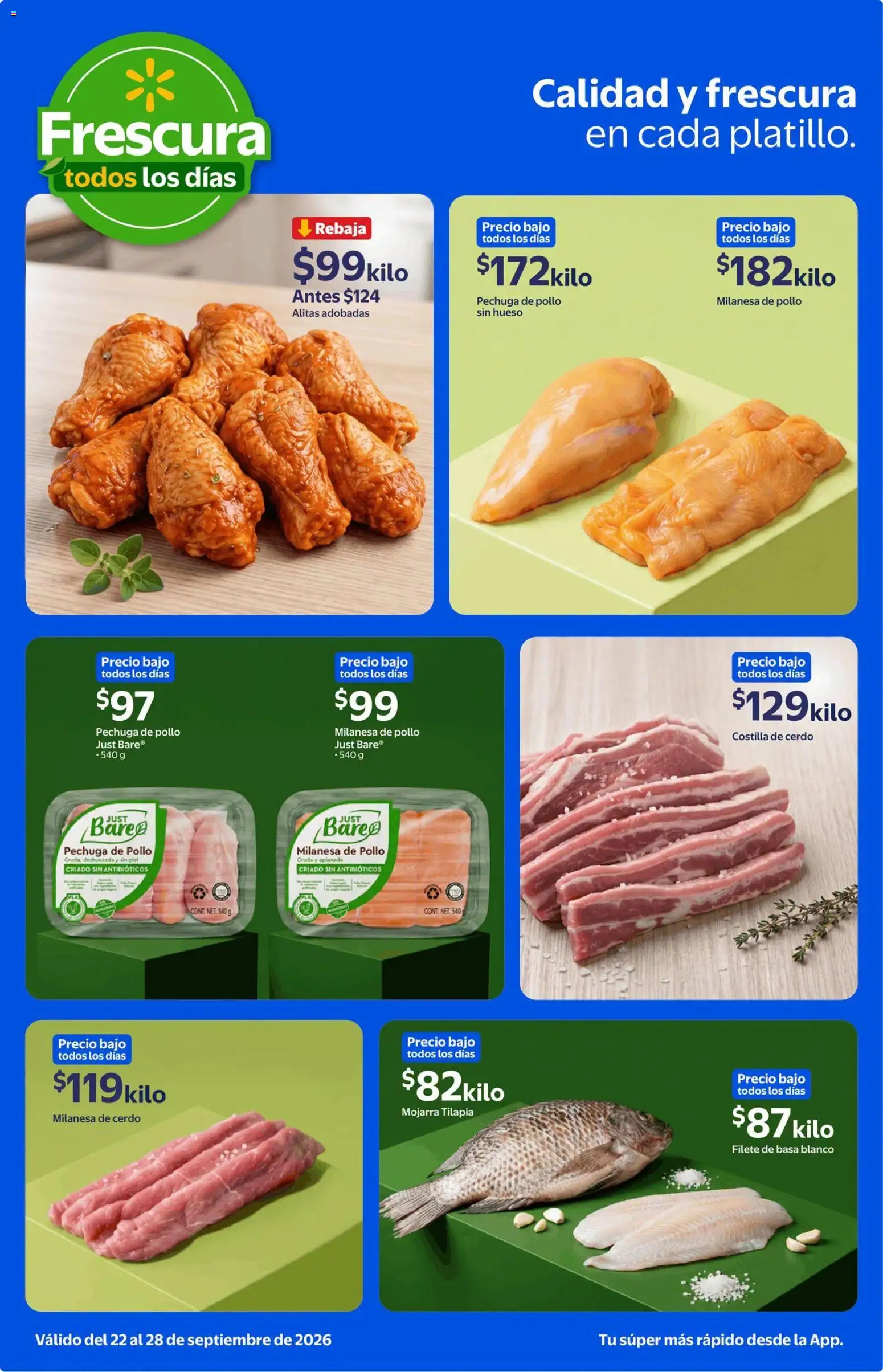 Nuevas ofertas de Walmart Express válidas en toda la República Mexicana desde el 22/09/2026. ¡Encuentra las mejores ofertas en Walmart Express folleto Calidad y frescura a precios bajos todos los días.! | Página: 3 | Productos: Pollo, Filete, Cerdo, Tilapia