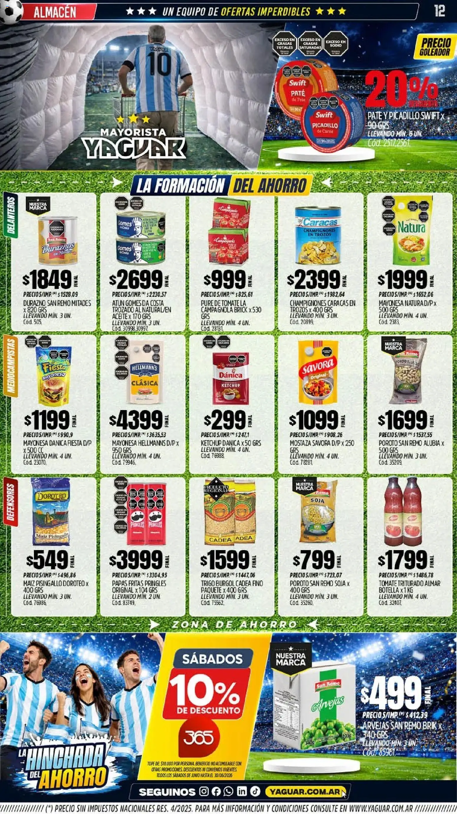 Yaguar - Oferta Semanal San Juan │ válido desde el 15.06.2026 | Página: 12 | Productos: Botella, Durazno, Arvejas, Tomate