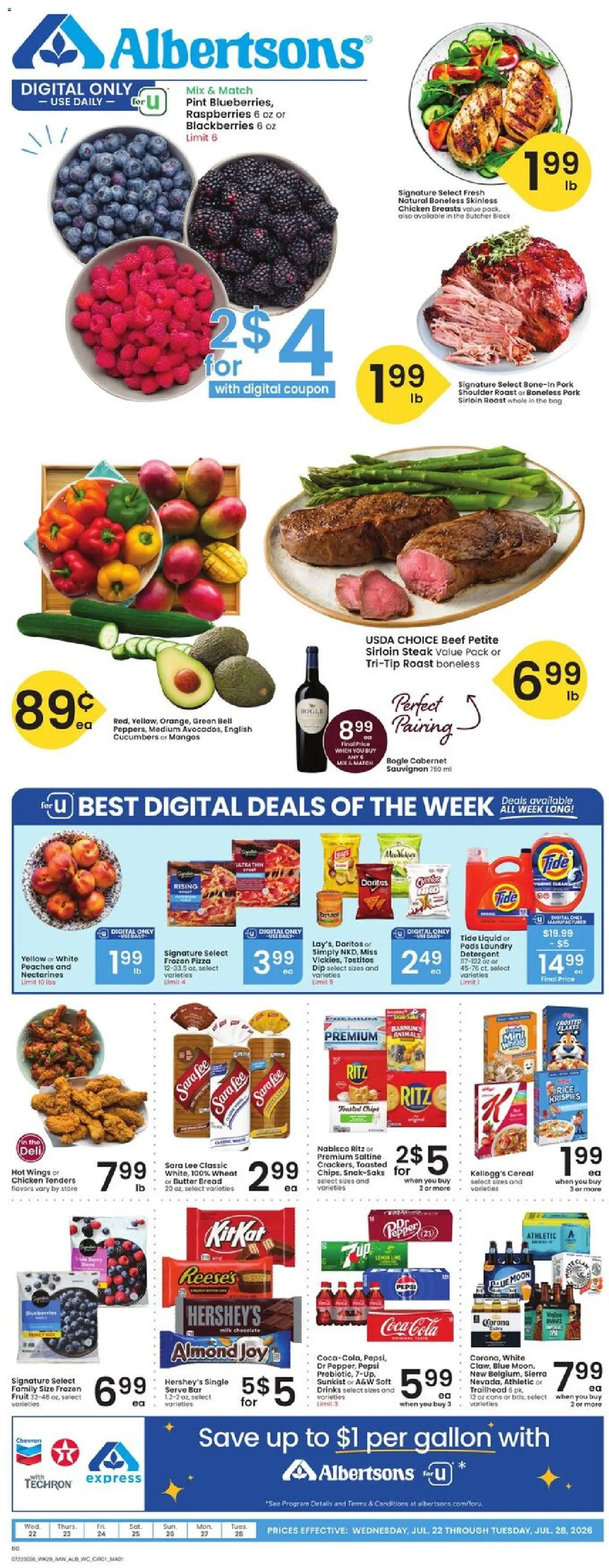 Albertsons Weekly Ad - valid from 07/22/2026 | Page: 1 | Products: Bread, Pork, Rice, Pepper