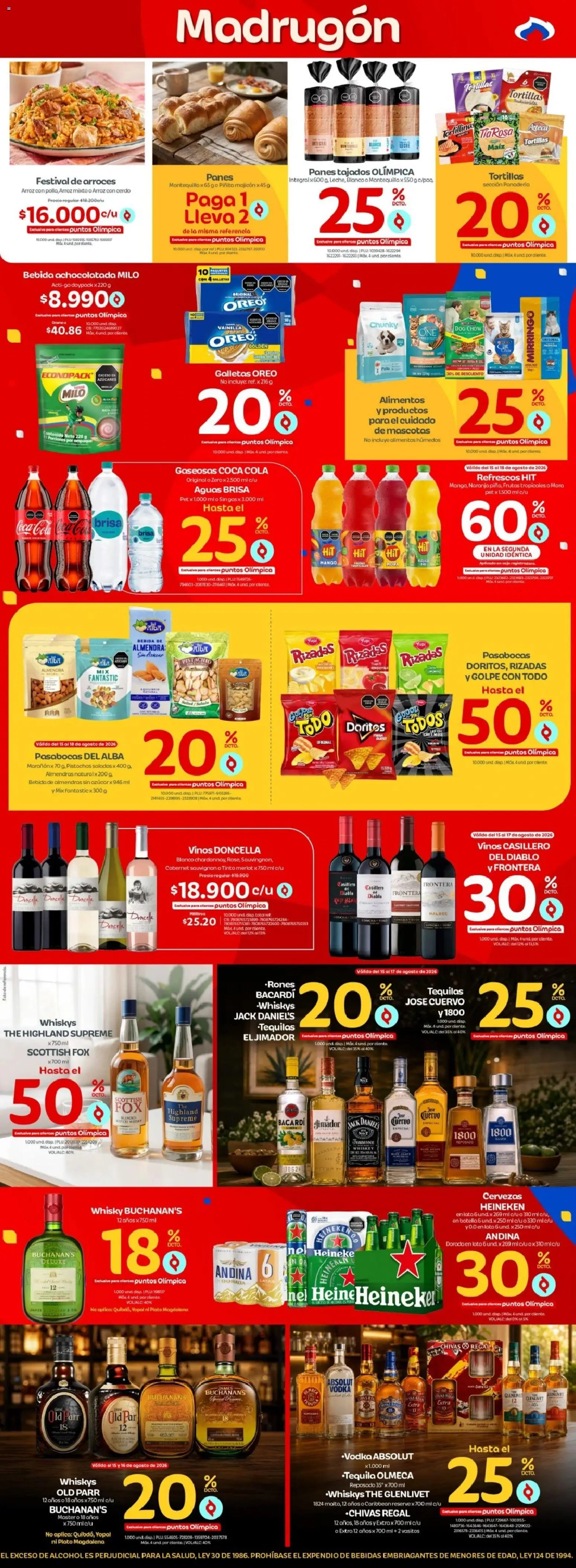 Olímpica revista - valida desde el 15/08/2026 | Página: 4 | Productos: Cerdo, Whisky, Panadería, Whiskey