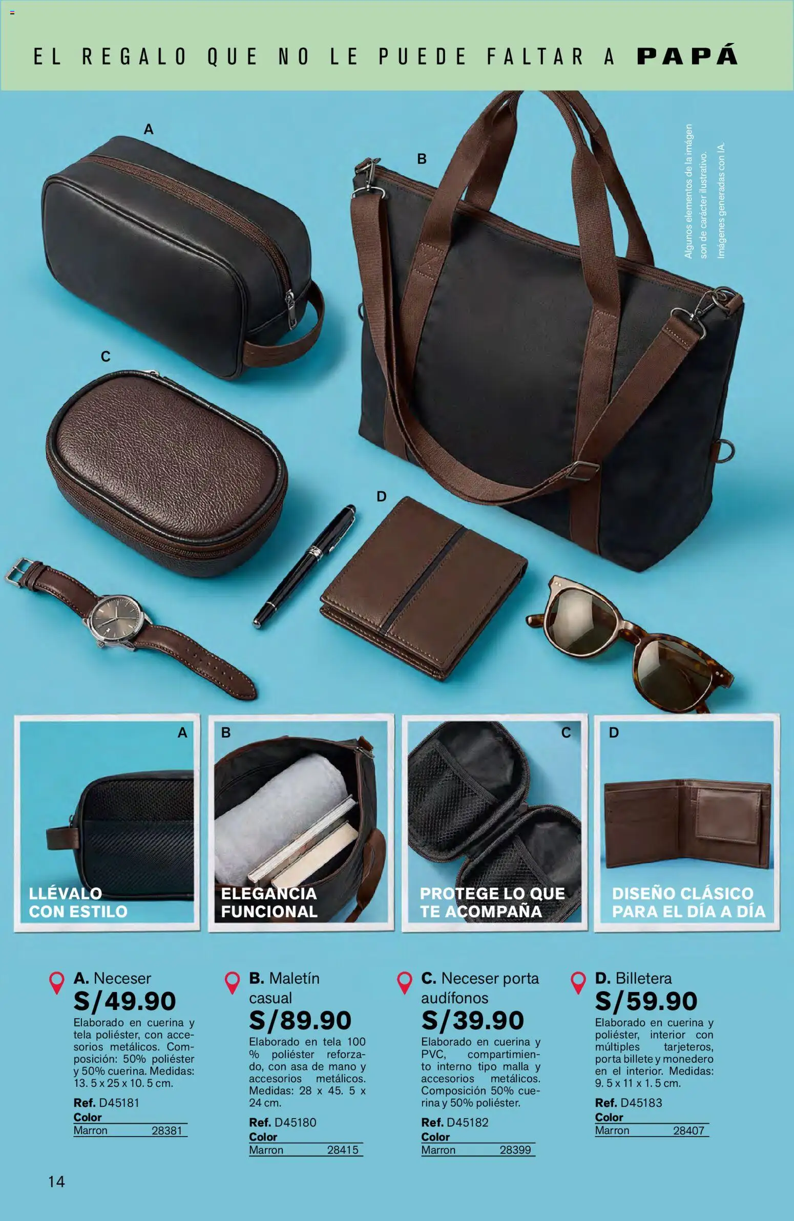 Catálogo Leonisa válido desde 04.06.2026 | Página: 14 | Productos: Té, Billetera, Audífonos
