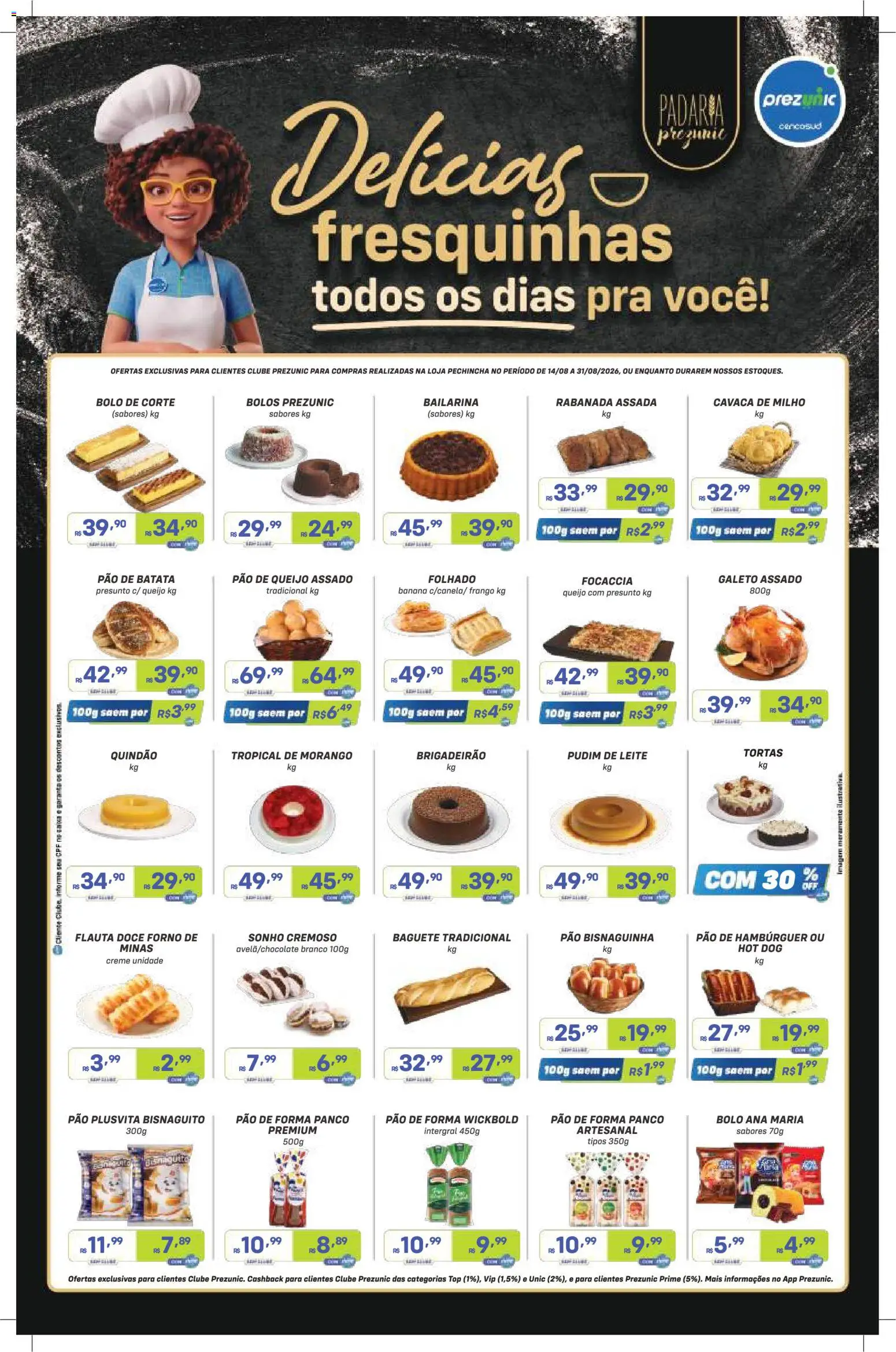 Prezunic Folheto - válido de 14/08/2026 | Página: 6 | Produtos: Forno, Leite, Pão de forma, Milho