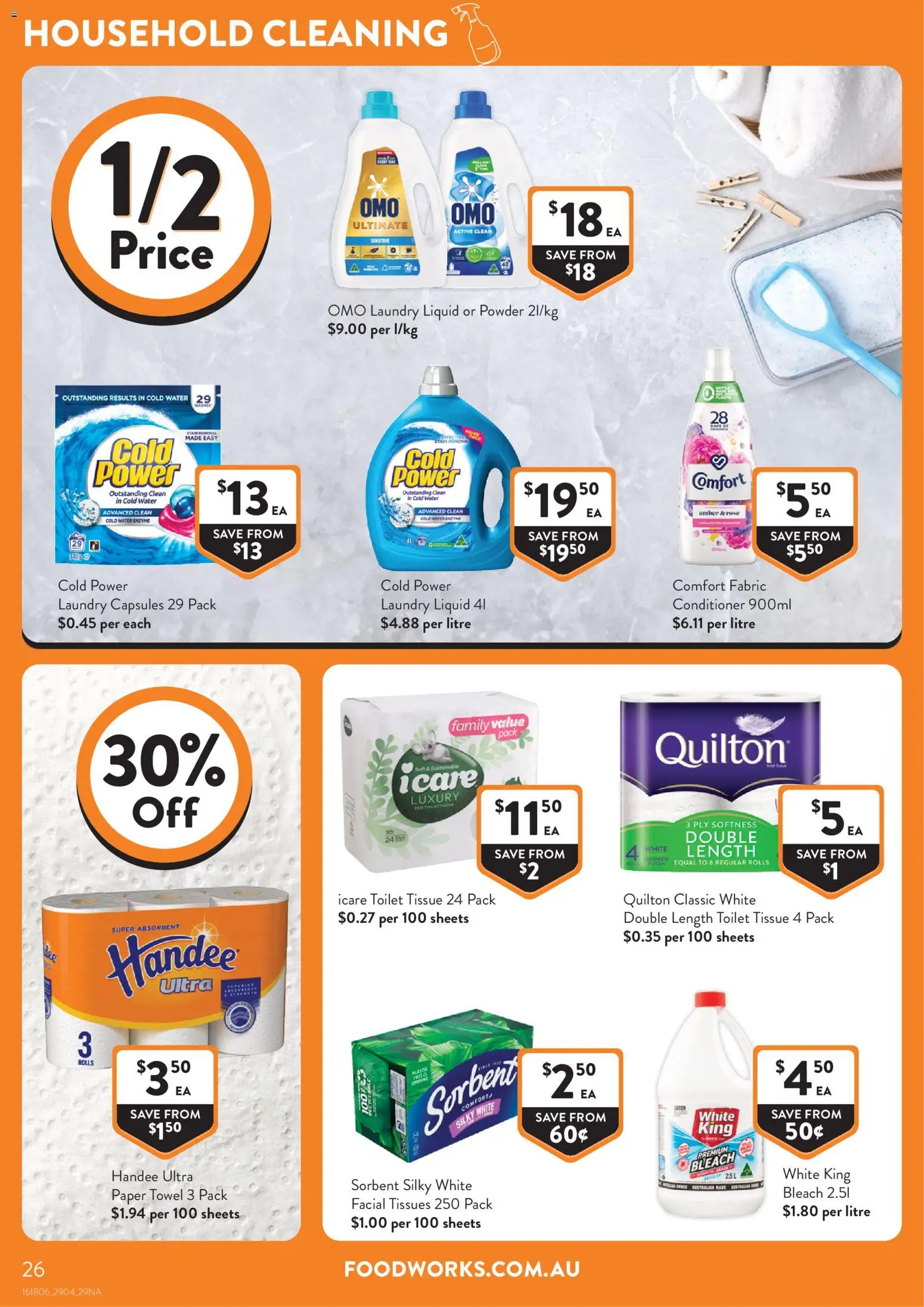 Foodworks catalogue - valid from 29.04.2026 | Page: 26 | Products: Household, Powder, Water, Tissues