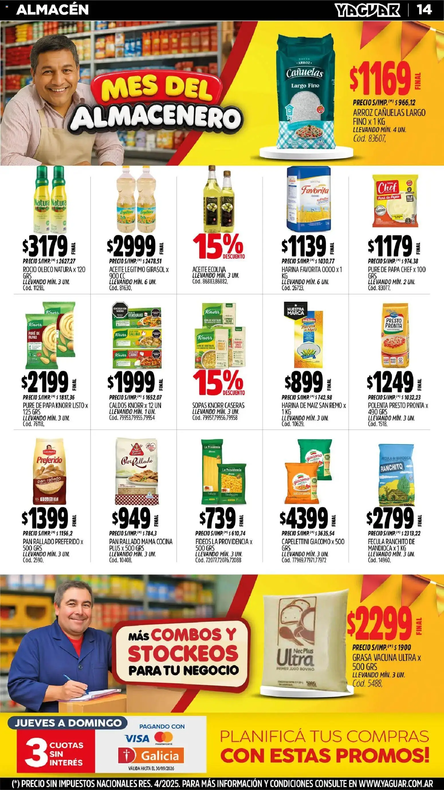 Yaguar - Oferta Semanal Misiones │ válido desde el 31/08/2026 | Página: 14 | Productos: Carne, Polenta, Fideos, Pan rallado