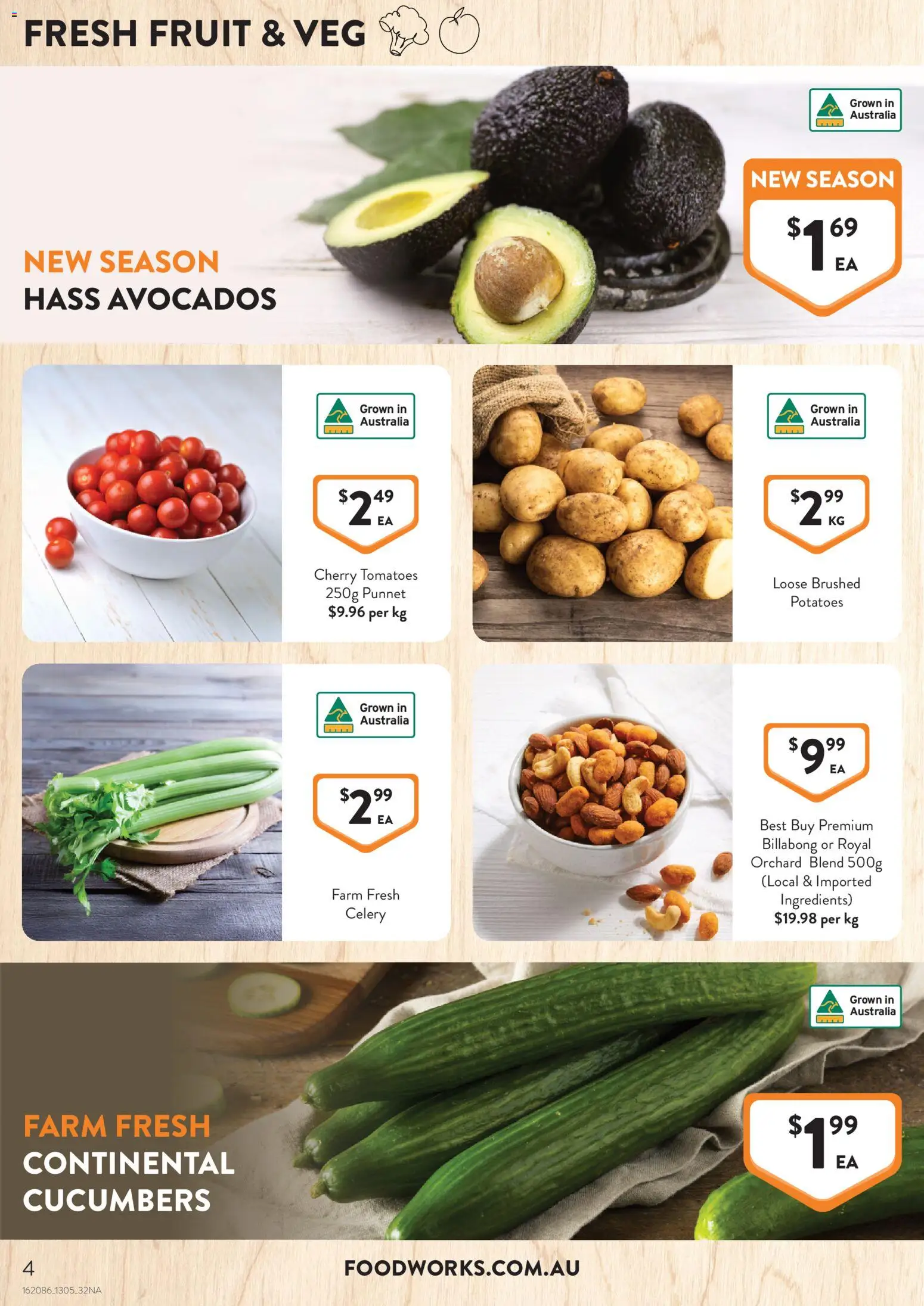 Foodworks catalogue - valid from 13.05.2026 | Page: 4 | Products: Tomatoes, Cucumbers, Potatoes