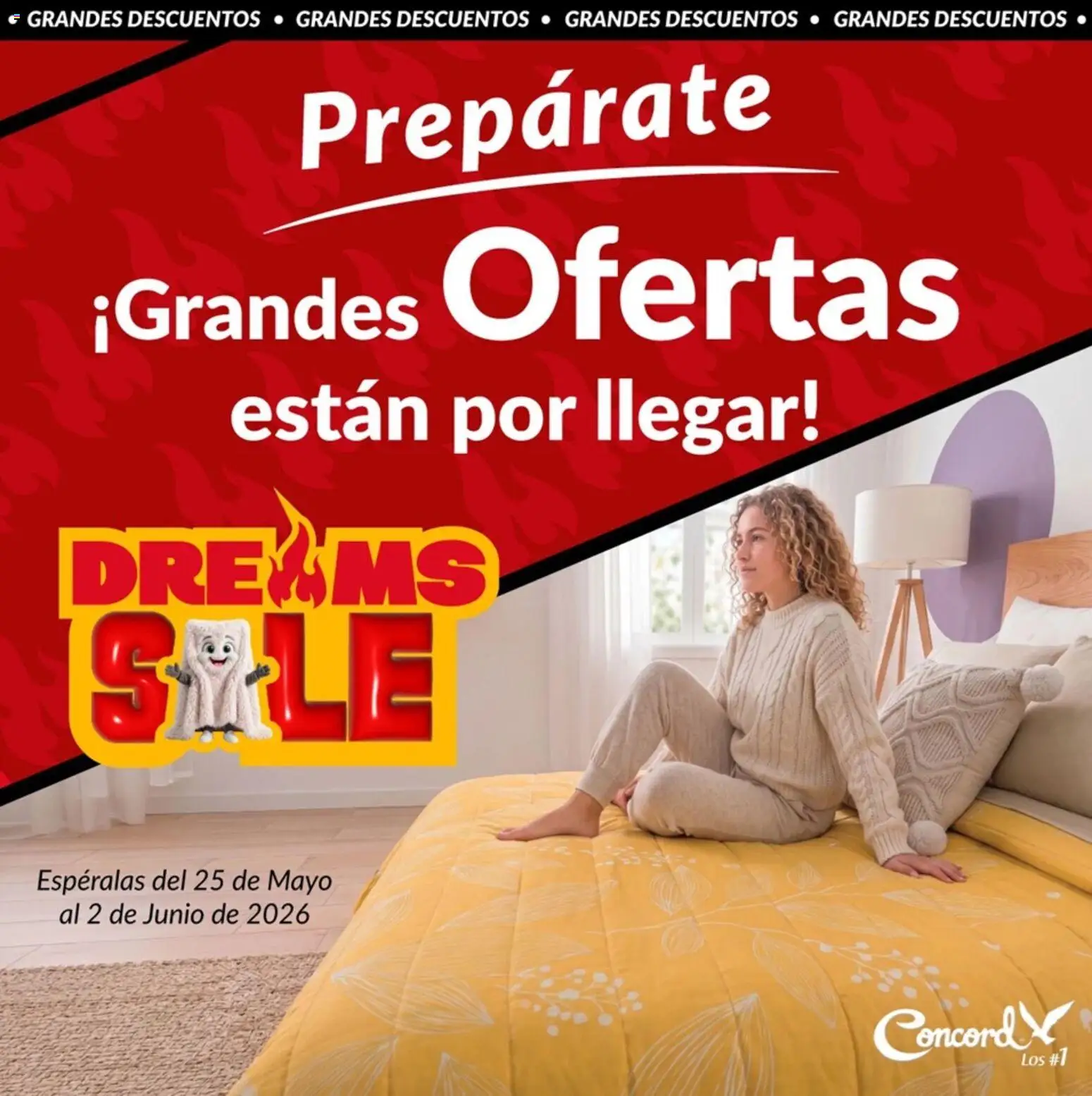 Nuevas ofertas de Colchas Concord válidas en toda la República Mexicana desde el 14.05.2026. ¡Encuentra las mejores ofertas en Colchas Concord Dreams Sale aviso! | Página: 1