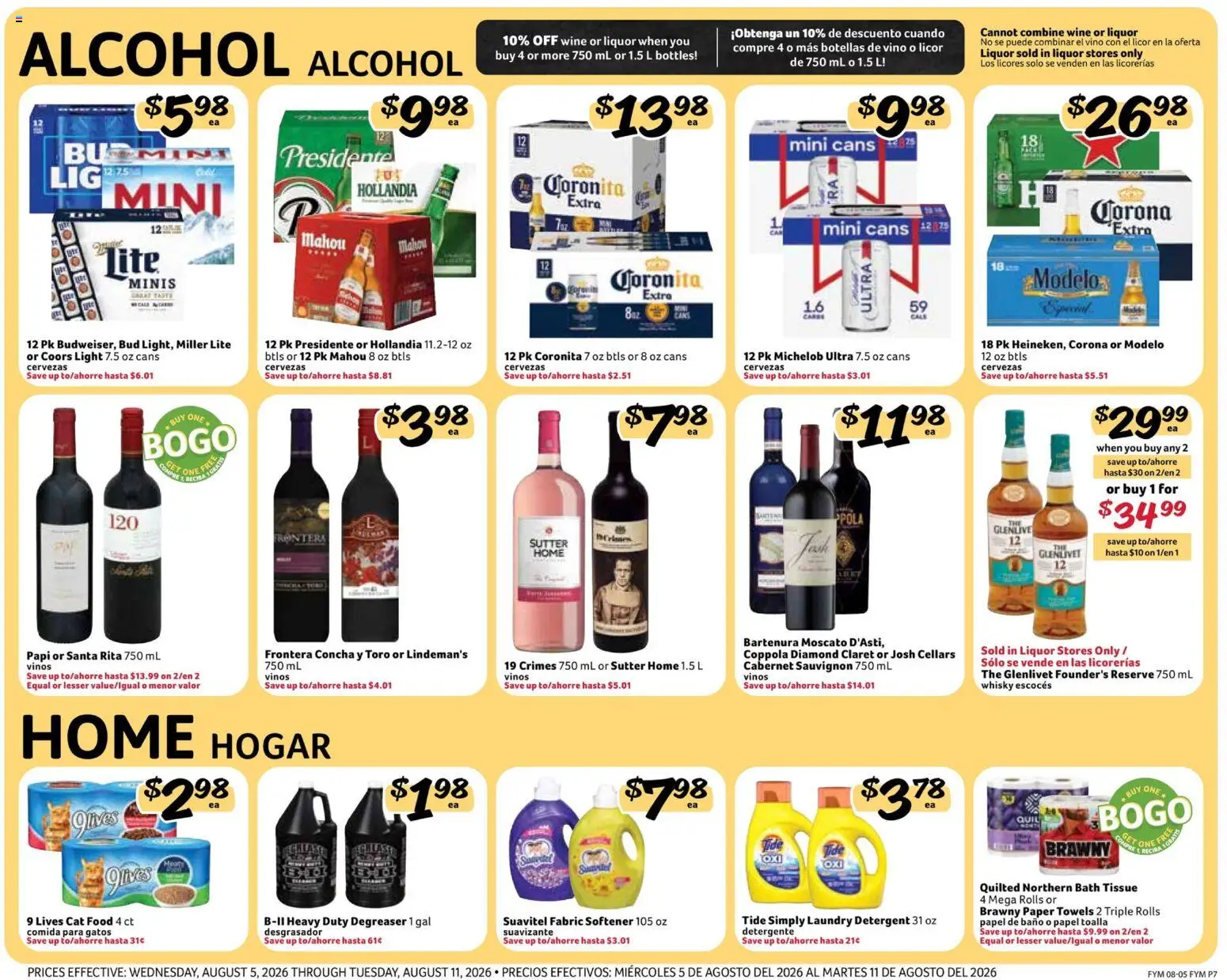 Fresco y Más Weekly Ad - valid from 08/05/2026 | Page: 7 | Products: Wine, Fabric softener, Alcohol, Paper towels