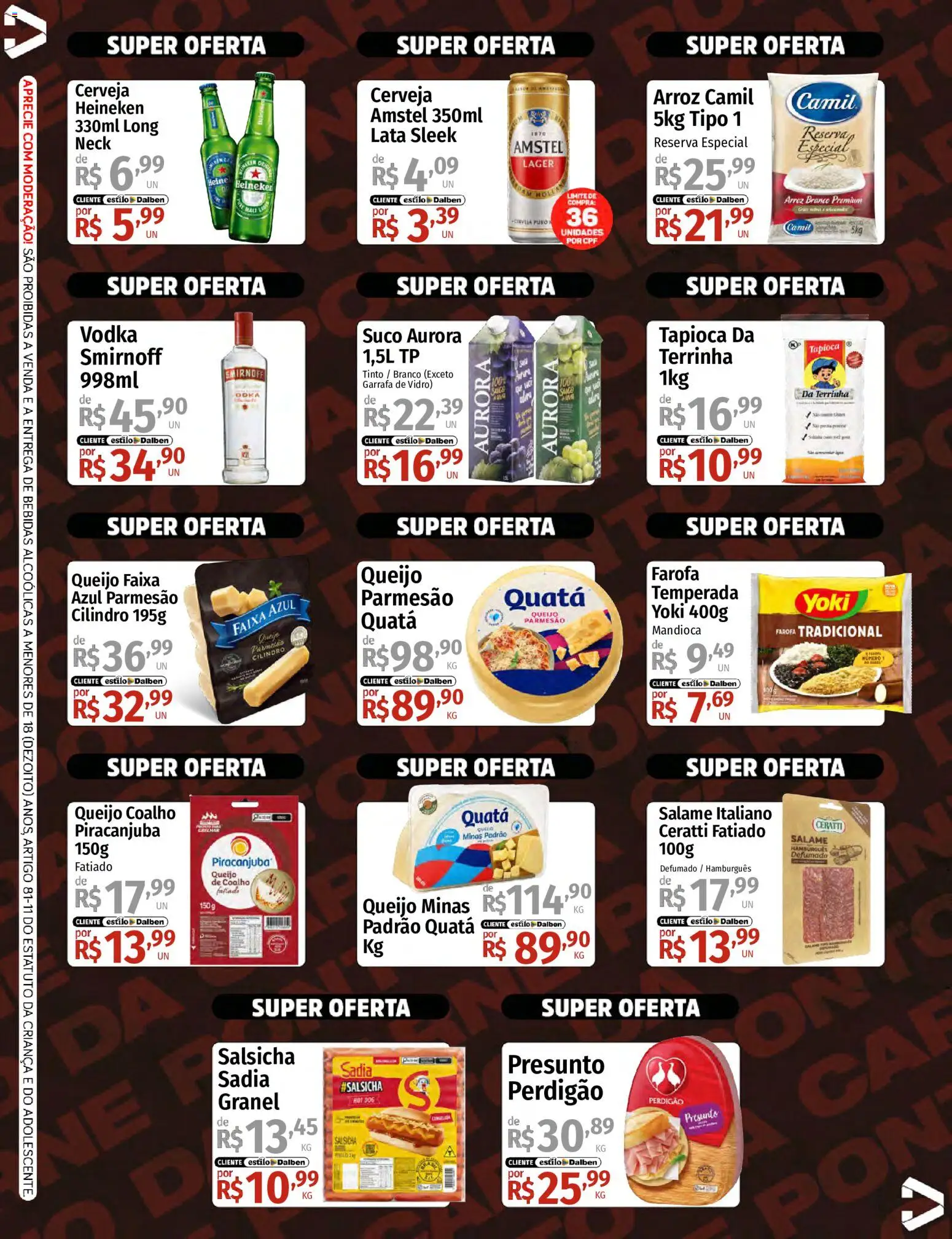 Supermercado Dalben Folheto - válido de 15/07/2026 | Página: 2 | Produtos: Salsicha, Suco, Arroz, Cerveja Heineken