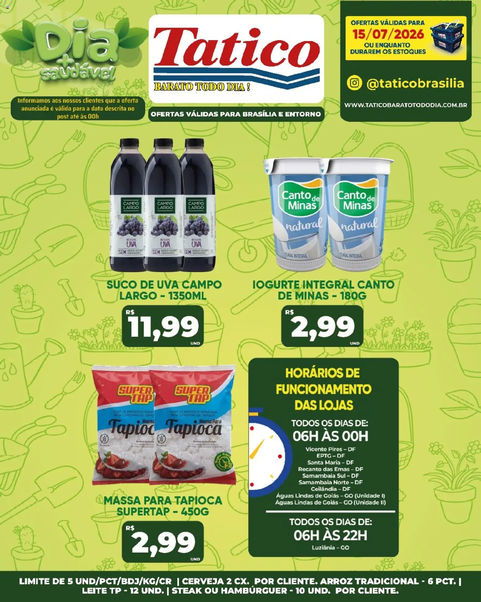 Tatico Folheto - válido de 16/07/2026 | Página: 38 | Produtos: Tapioca, Leite, Massa, Hambúrguer