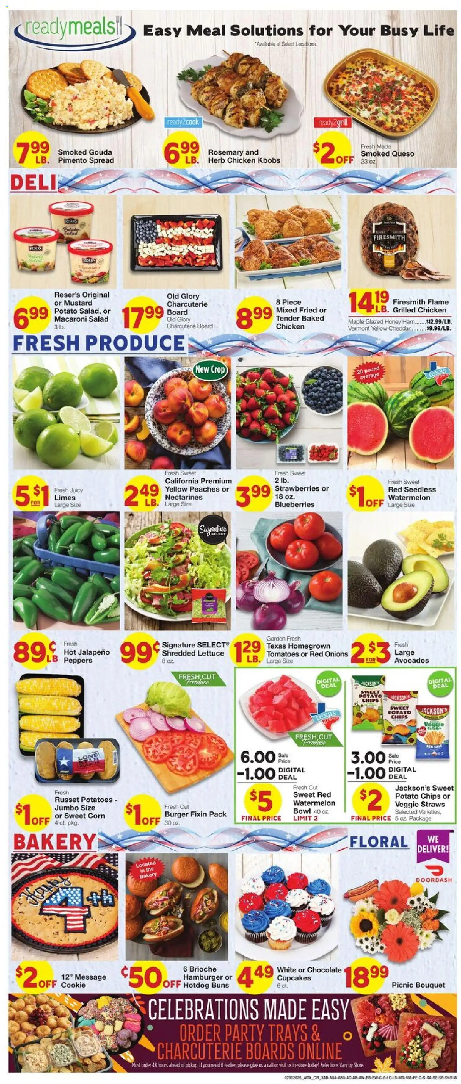 United Supermarkets Weekly Ad - valid from 07/01/2026 | Page: 3 | Products: Chocolate, Ham, Chips, Watermelon