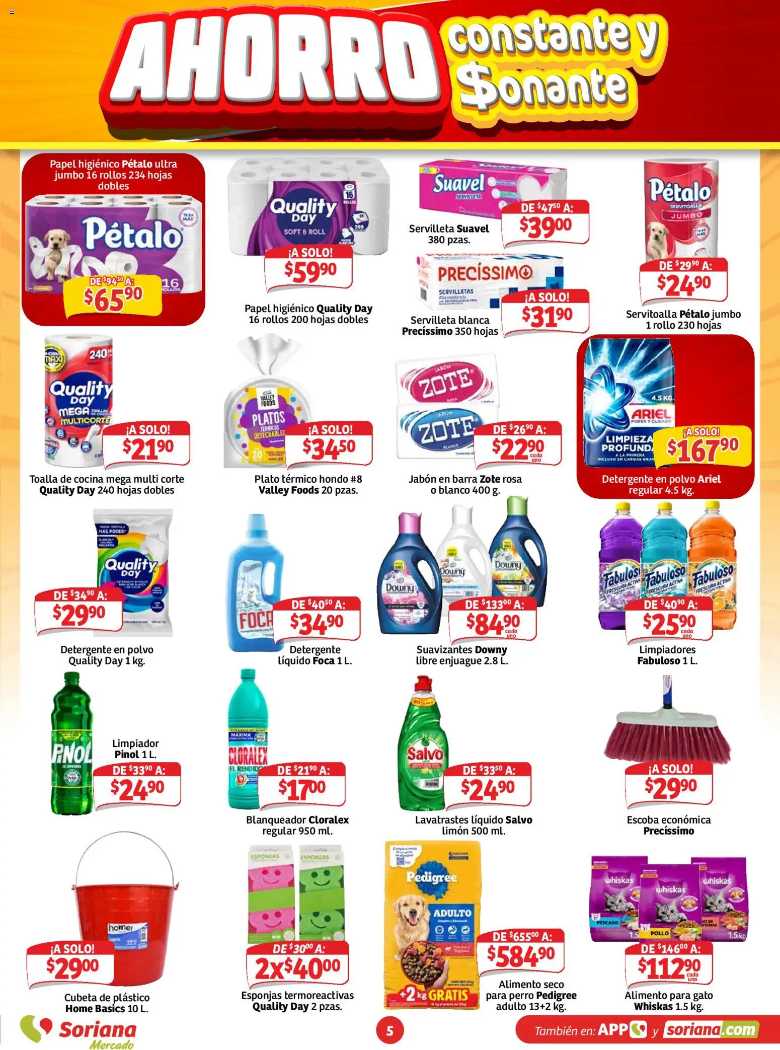 Nuevas ofertas de Soriana válidas en toda la República Mexicana desde el 06/08/2026. ¡Encuentra las mejores ofertas en Soriana Ahorro constante y sonante Mercado Nacional! | Página: 5
