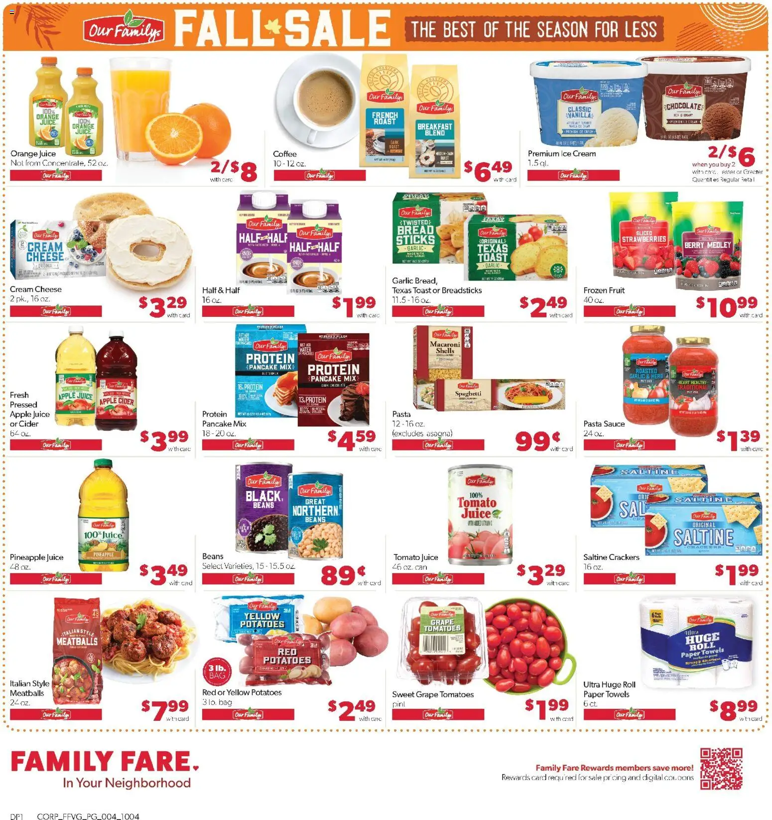 Family Fare Weekly Ad - valid from 10/04/2026 | Page: 4 | Products: Bread, Cream, Paper towels, Bag