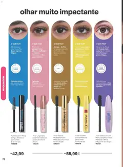 Avon folheto - Campanha 11 - Pré-Visualização do folheto da loja Avon, válido de 29/06/2026 | Página: 78 | Produtos: Maquiagem, Máscara para cílios, Cílios postiços
