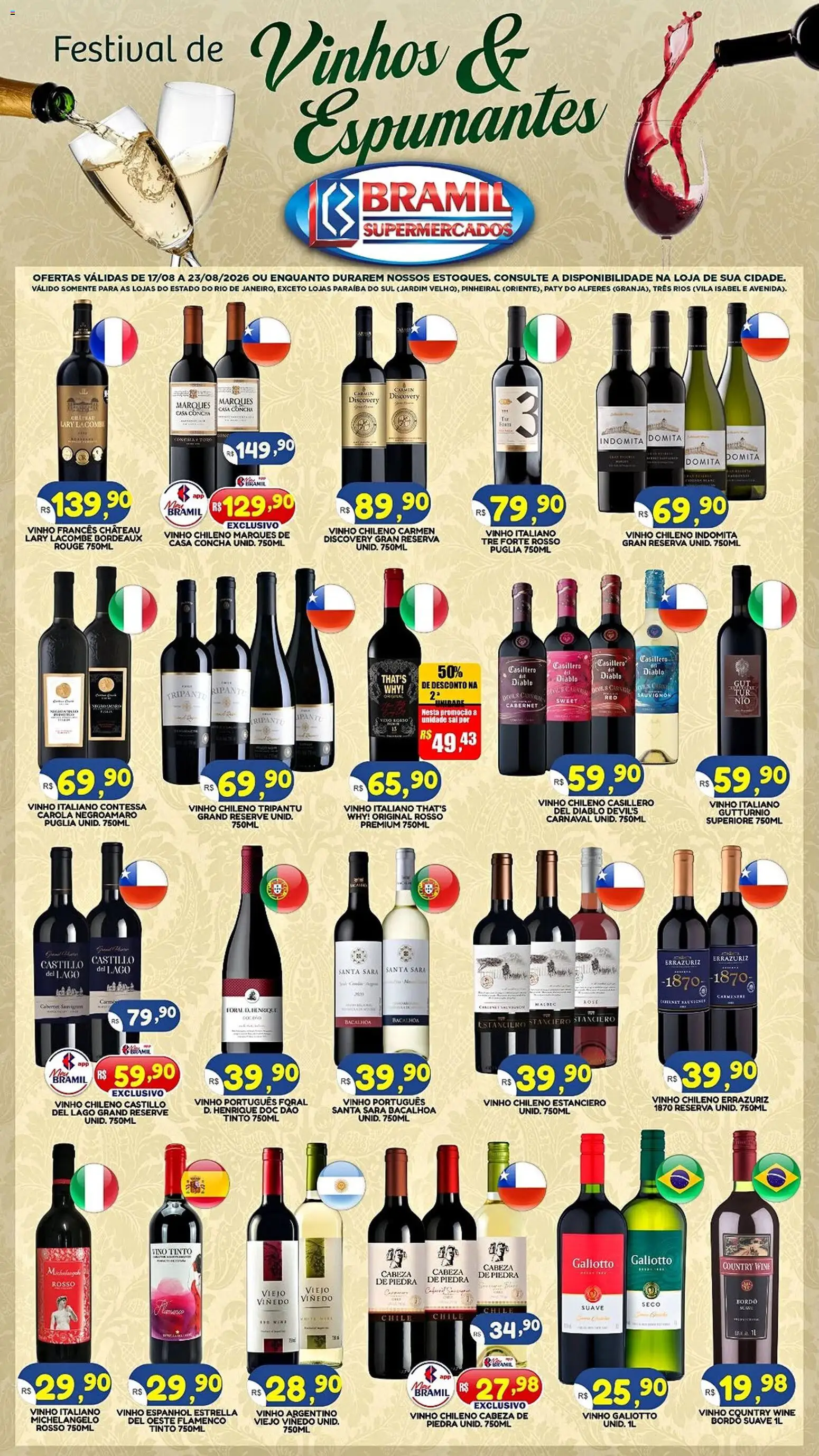 Bramil Supermercados Folheto - válido de 17/08/2026 | Página: 1 | Produtos: Vinho