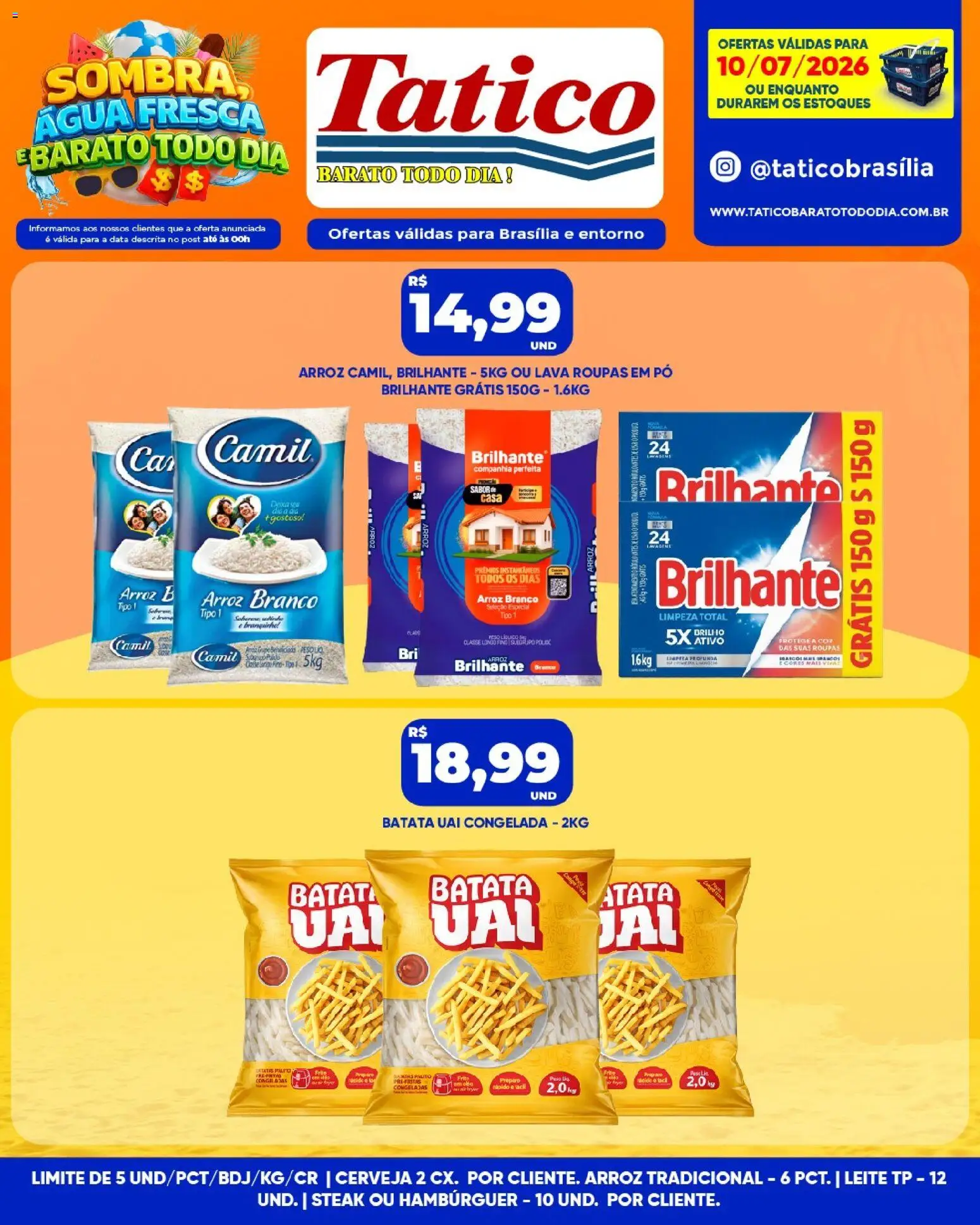 Tatico Folheto - válido de 11/07/2026 | Página: 16 | Produtos: Cerveja, Roupas, Hambúrguer, Batata