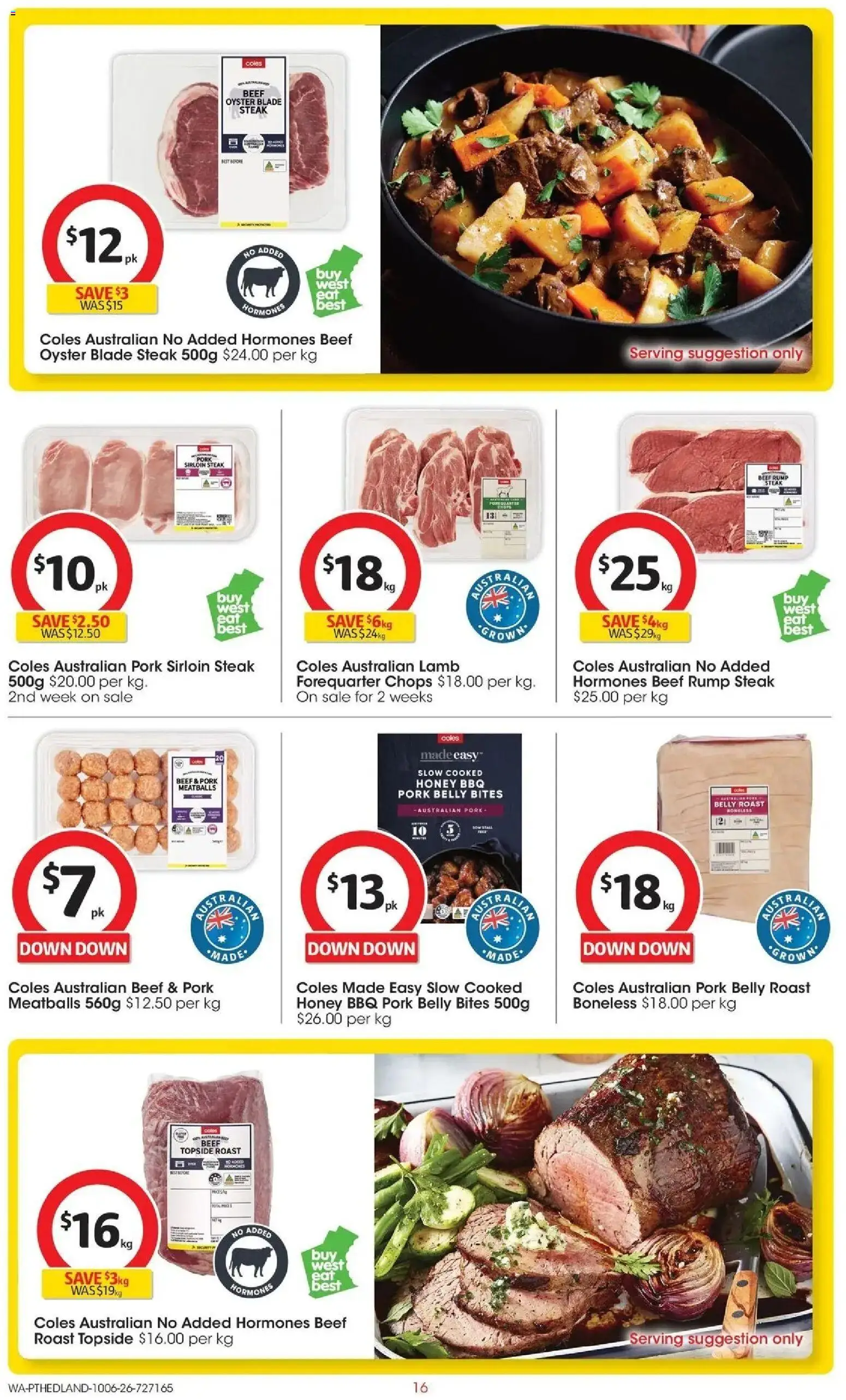 Coles catalogue - valid from 09.06.2026 | Page: 16 | Products: Honey, Pork, Lamb, Beef