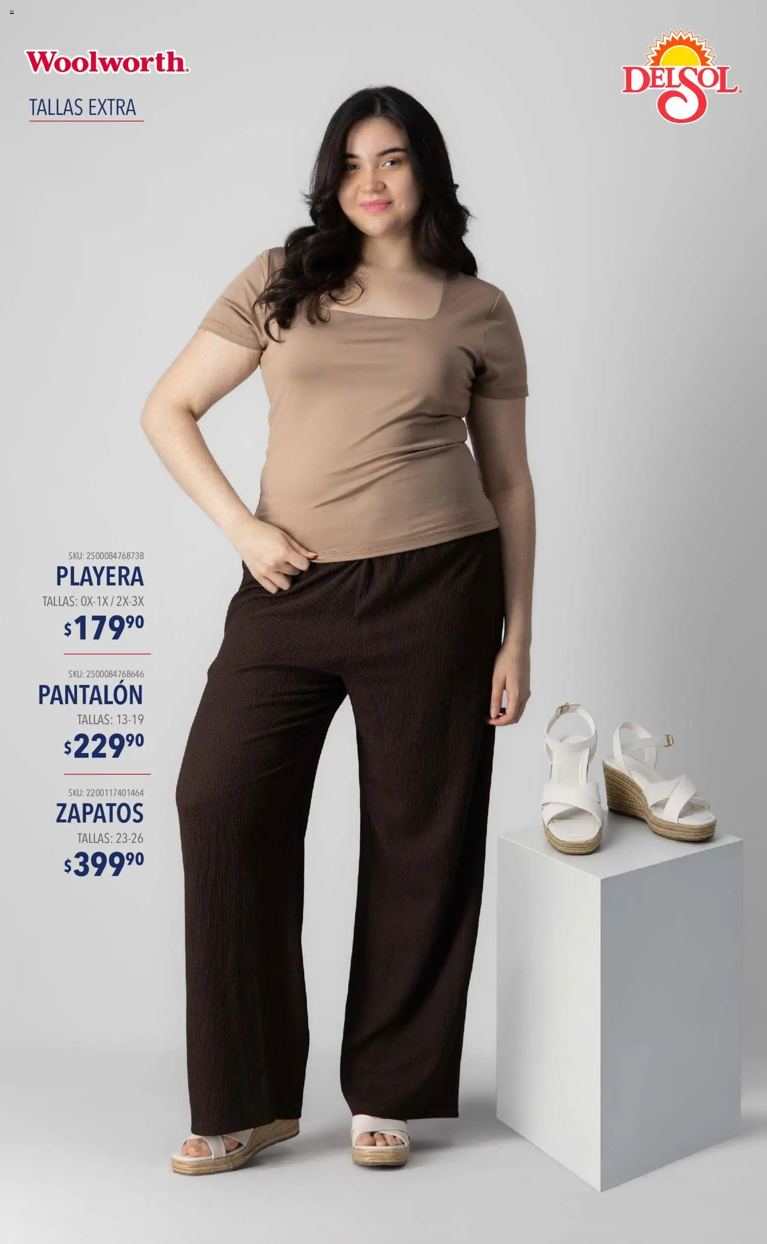 Nuevas ofertas de Del Sol y Woolworth válidas en toda la República Mexicana desde el 10/09/2026. ¡Encuentra las mejores ofertas en Del Sol y Woolworth catálogo Moda Esenciales! | Página: 11 | Productos: Zapatos, Playera