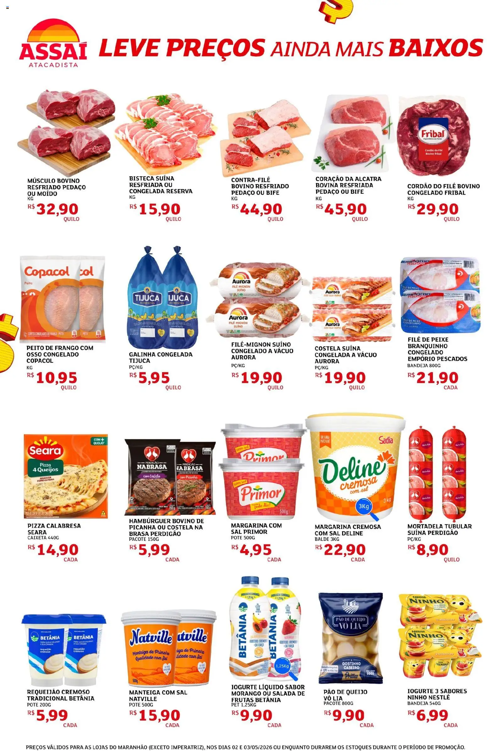 Assaí Atacadista Folheto - válido de 02.05.2026 | Página: 2 | Produtos: Picanha, Manteiga, Mortadela, Bandeja