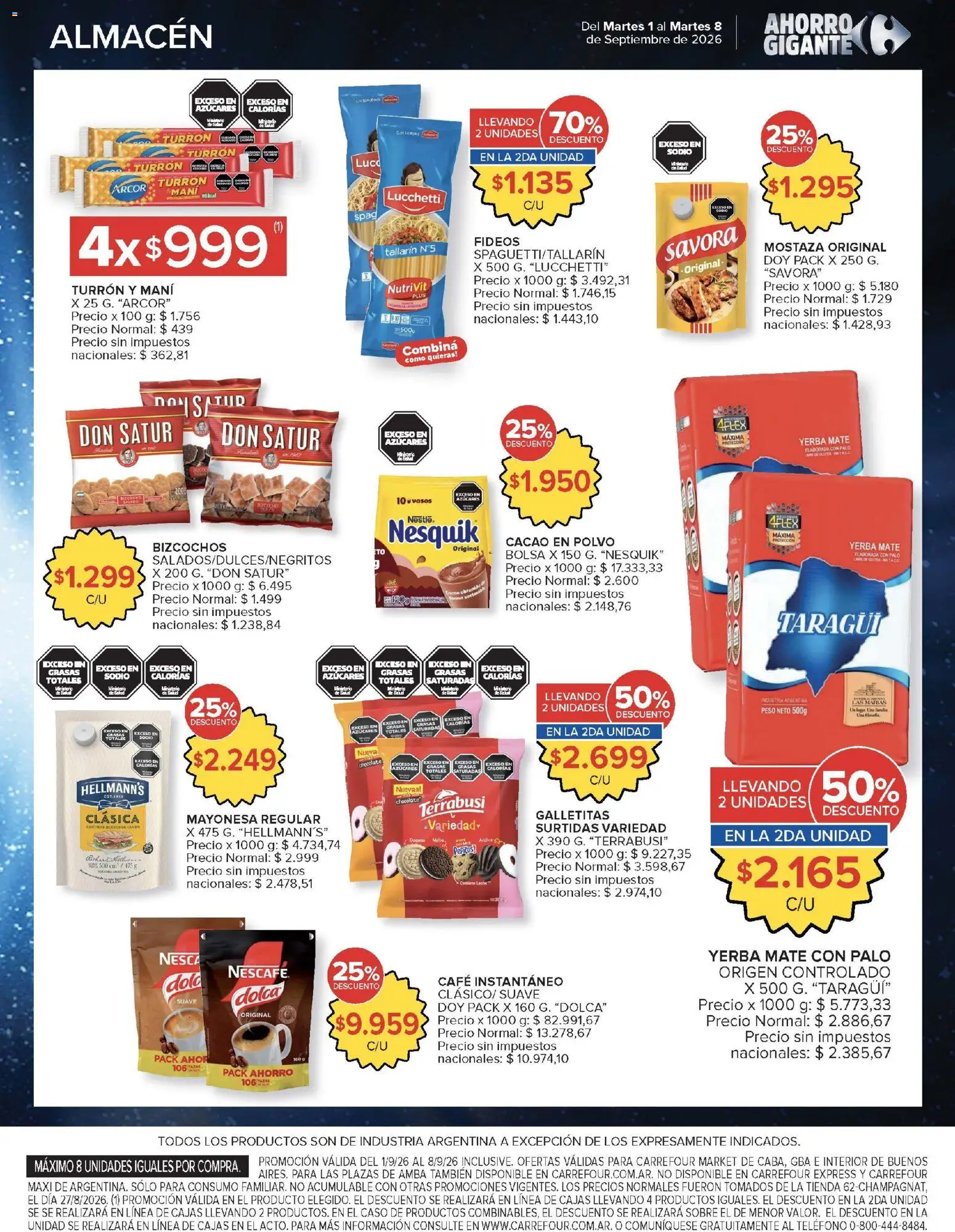 Carrefour - Ofertas │ válido desde el 01/09/2026 | Página: 40 | Productos: Yerba, Chocolate, Fideos, Vasos