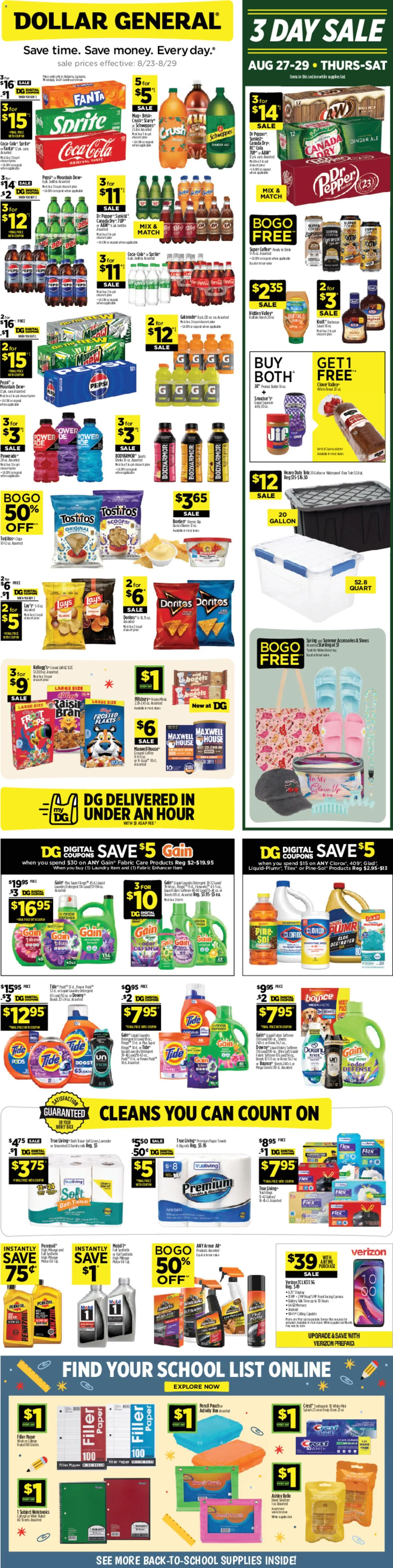 Dollar General Weekly Ad - TX - valid from 08/23/2026 | Page: 1 | Products: Sauce, Camera, Fanta, Dryer