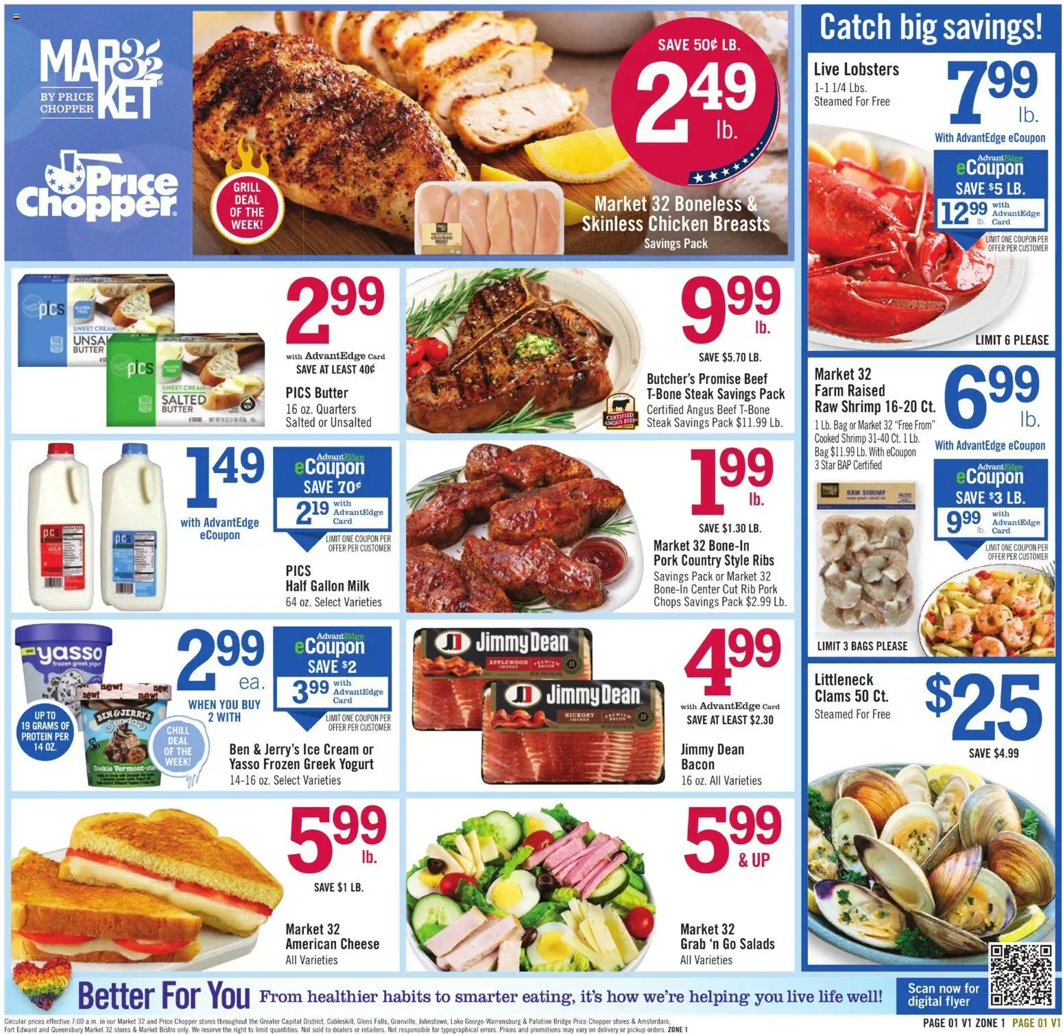 Price Chopper Weekly Ad - valid from 07.06.2026 | Page: 1 | Products: Milk, Butter, Beef, Bag