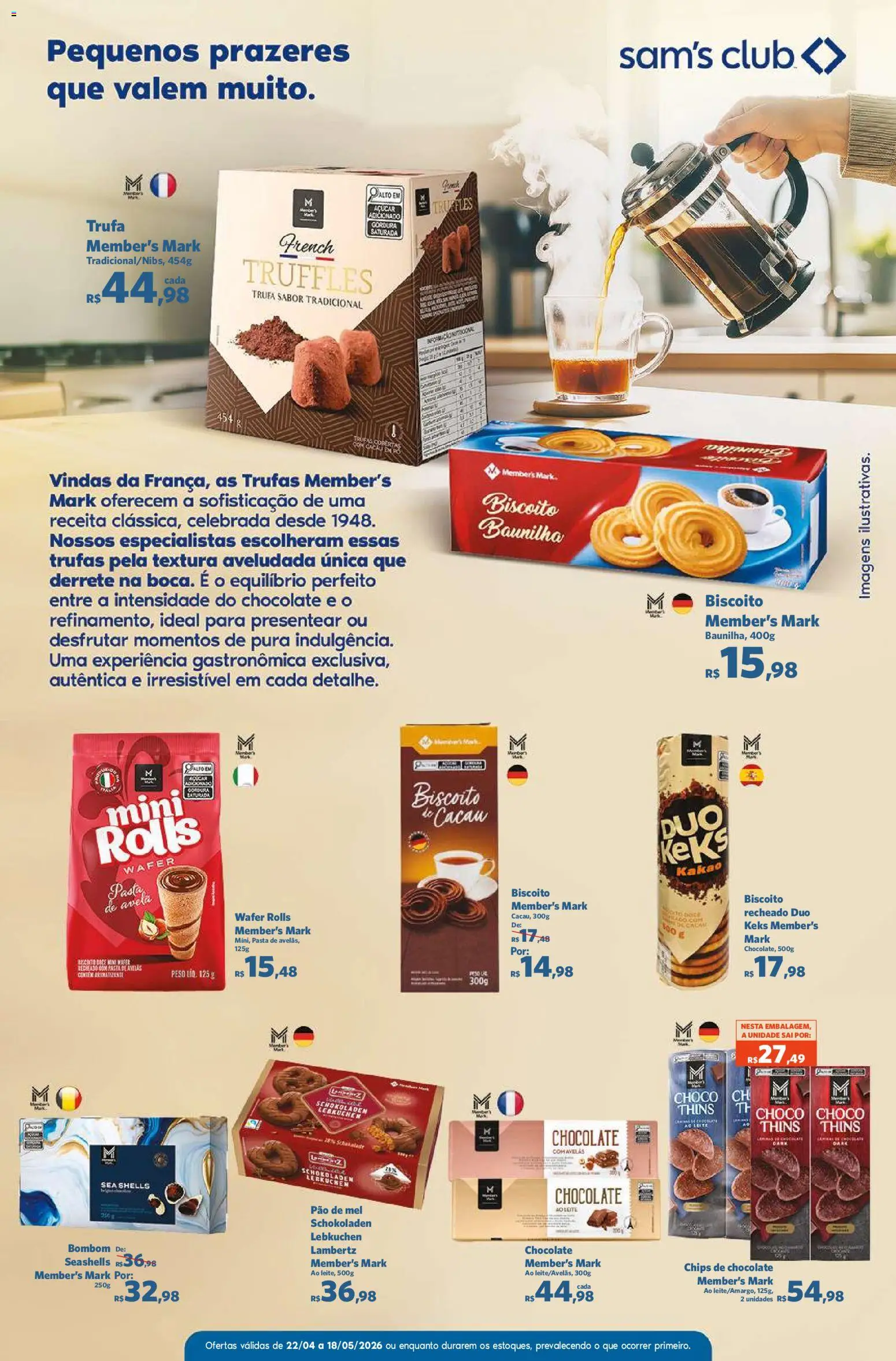Sam's Club Folheto - válido de 22.04.2026 | Página: 4 | Produtos: Biscoito, Açúcar, Bombom, Avelã
