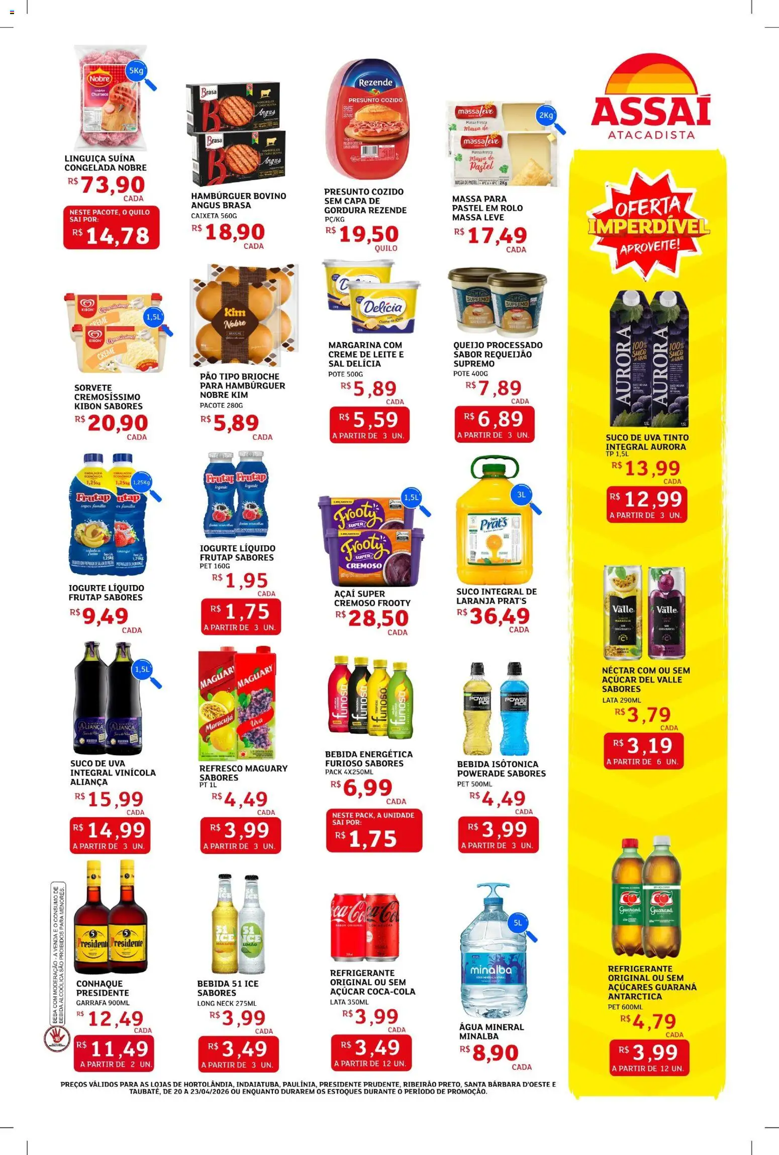 Assaí Atacadista Folheto - válido de 20.04.2026 | Página: 3 | Produtos: Aliança, Presunto, Suco, Margarina