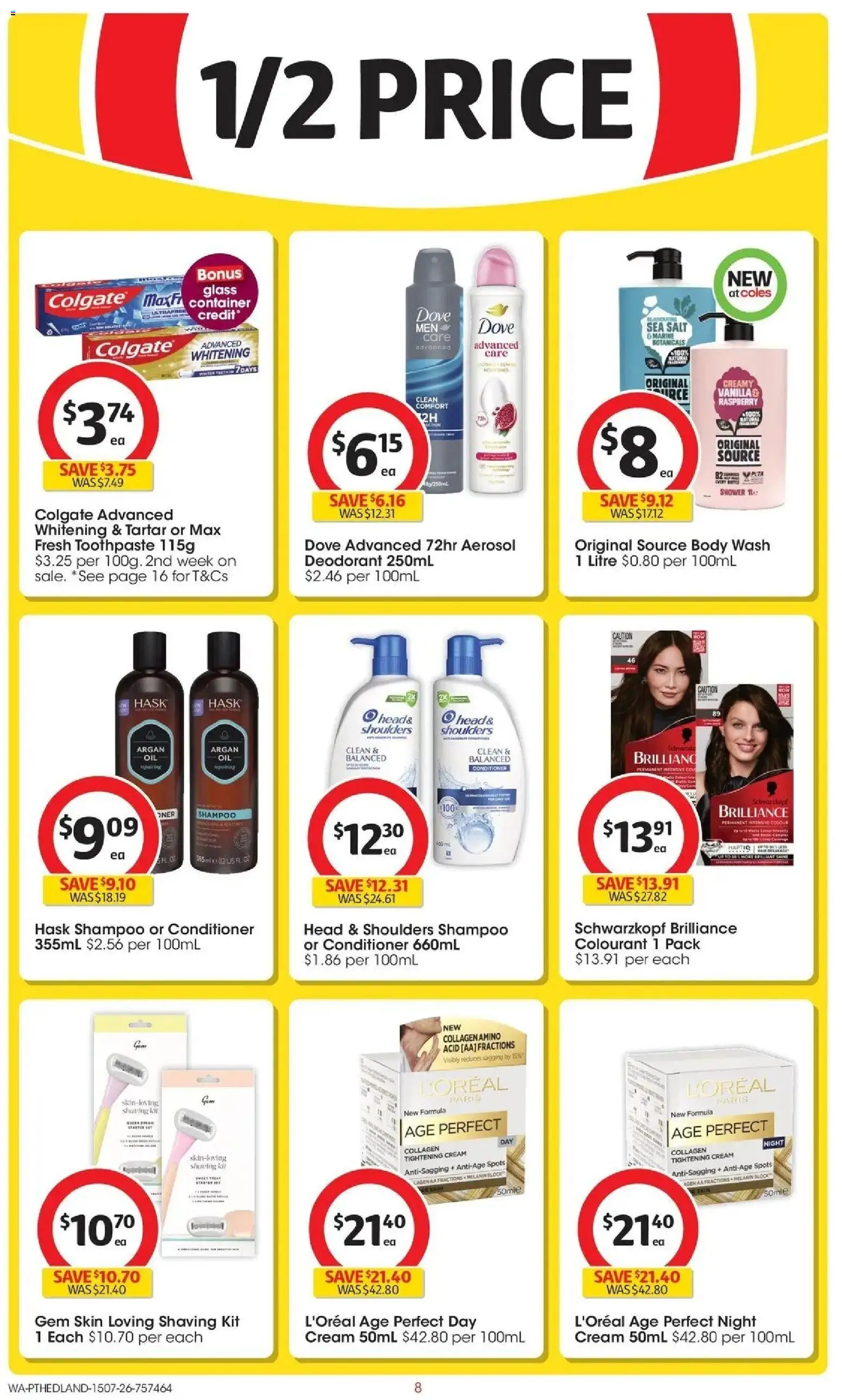 Coles catalogue - valid from 15/07/2026 | Page: 8 | Products: Deodorant, Toothpaste, Cream, Raspberry