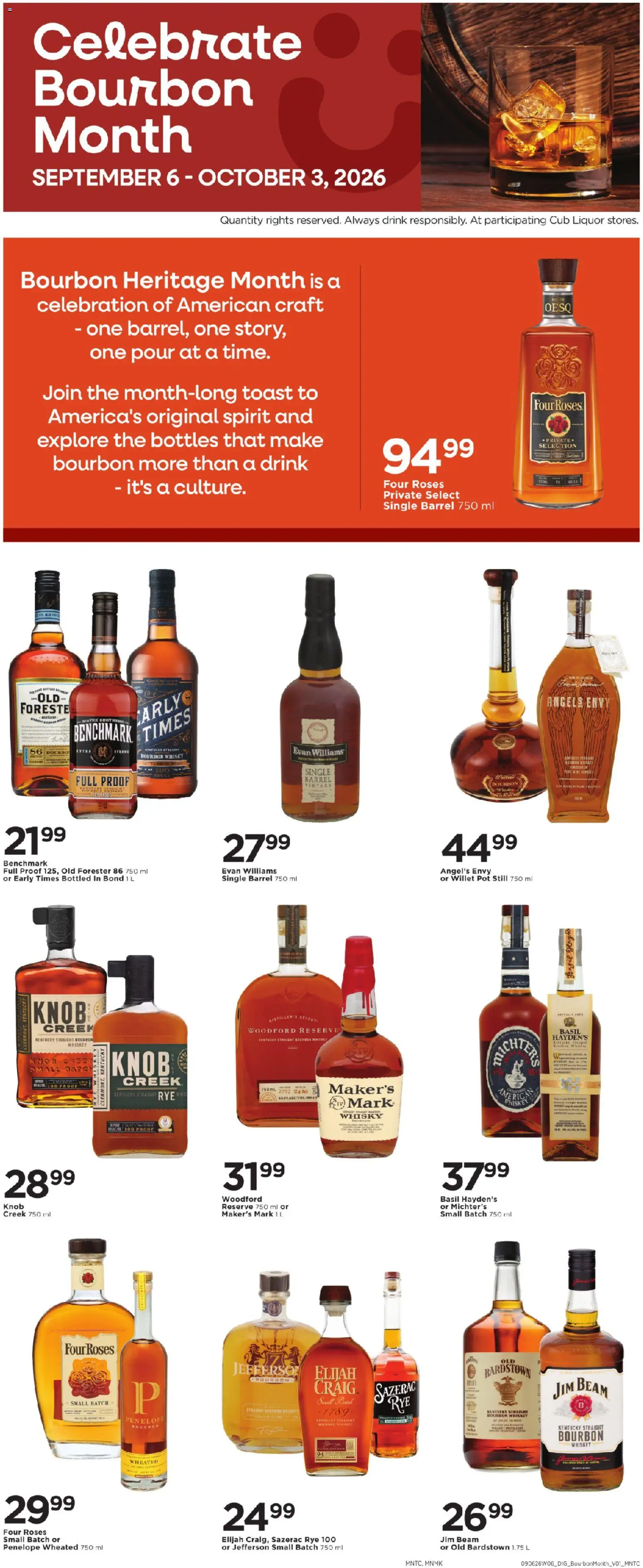Cub Foods Bourbon - valid from 09/06/2026 | Page: 1 | Products: Jim Beam, Bourbon, Whiskey