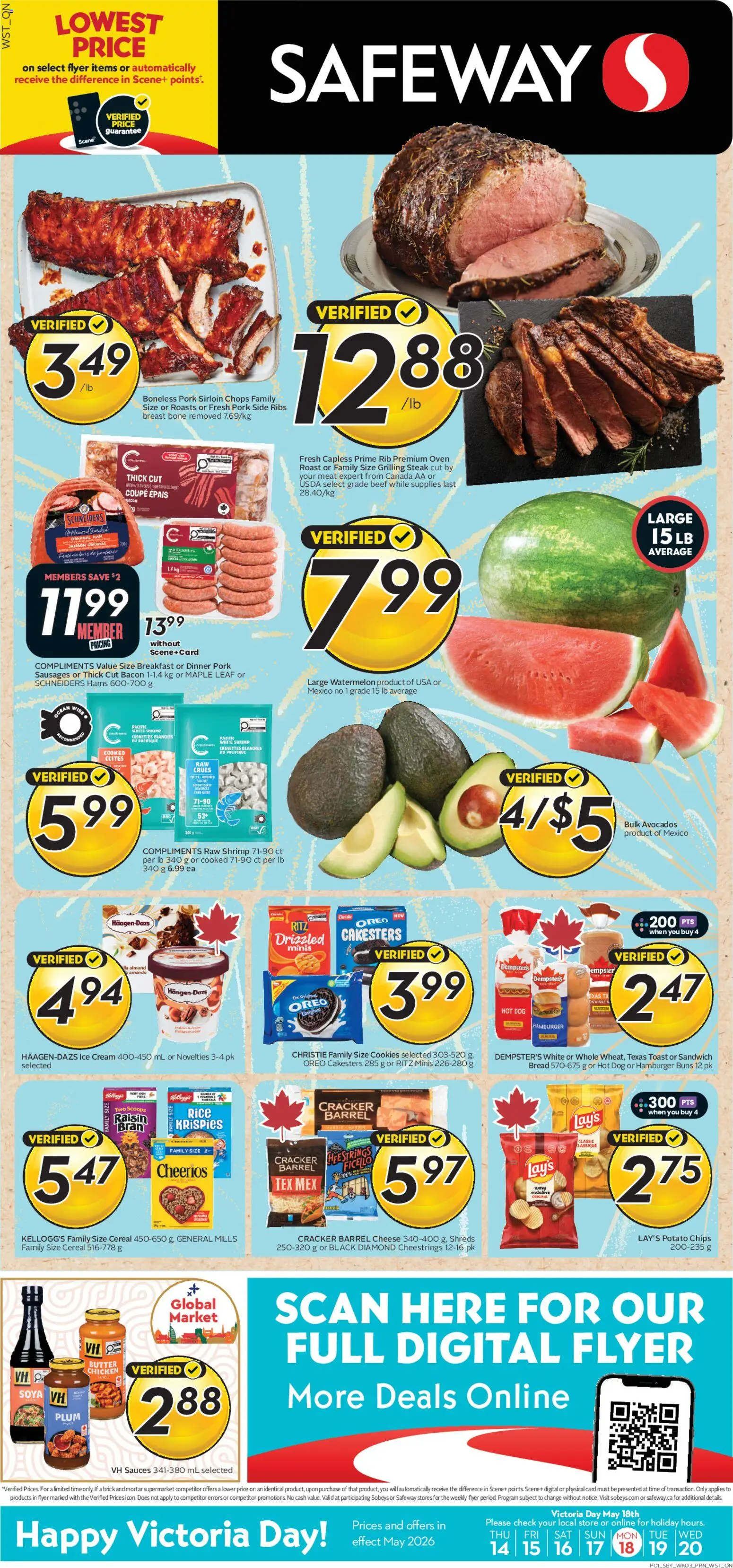 Safeway flyer valid from 14.05.2026 | Page: 1 | Products: Rice, Ice cream, Oven, Butter