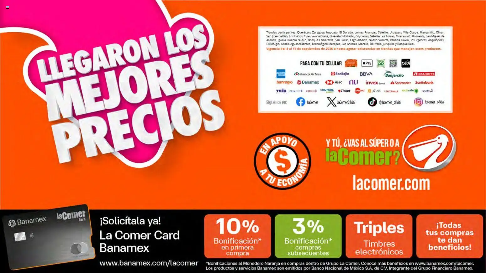Nuevas ofertas de La Comer válidas en toda la República Mexicana desde el 04/09/2026. ¡Encuentra las mejores ofertas en La Comer folleto! | Página: 32 | Productos: Monedero, Banco, Té, Satélite