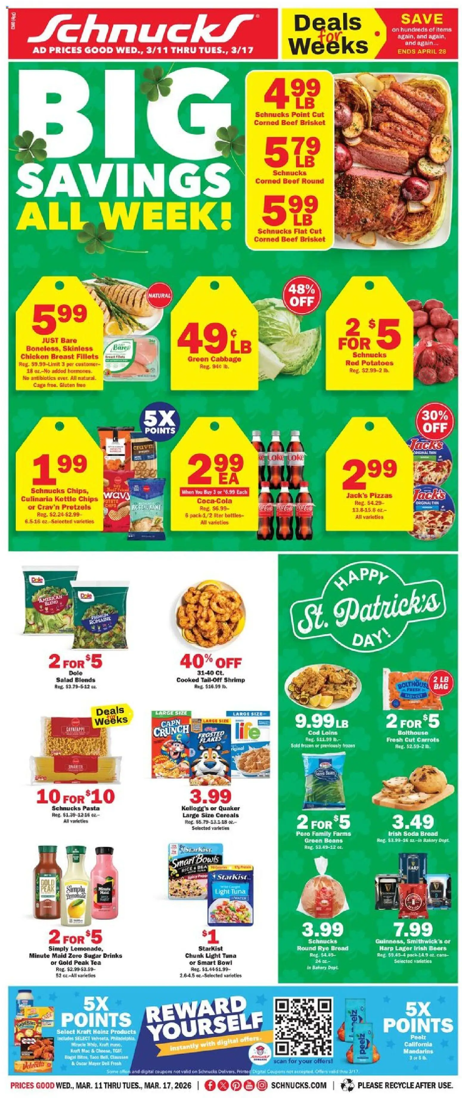 Schnucks Weekly Ad - valid from 11.03.2026 | Page: 1 | Products: Mandarins, Rice, Beef, Potatoes
