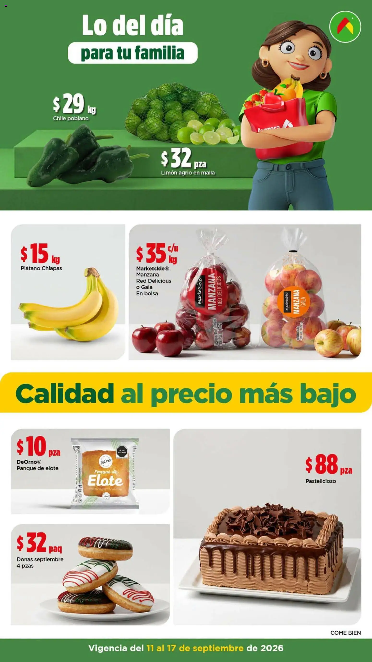 Nuevas ofertas de Bodega Aurrerá válidas en toda la República Mexicana desde el 11/09/2026. ¡Encuentra las mejores ofertas en Bodega Aurrerá folleto Precios más bajo siempre! | Página: 3 | Productos: Plátano, Chile, Bolsa, Malla