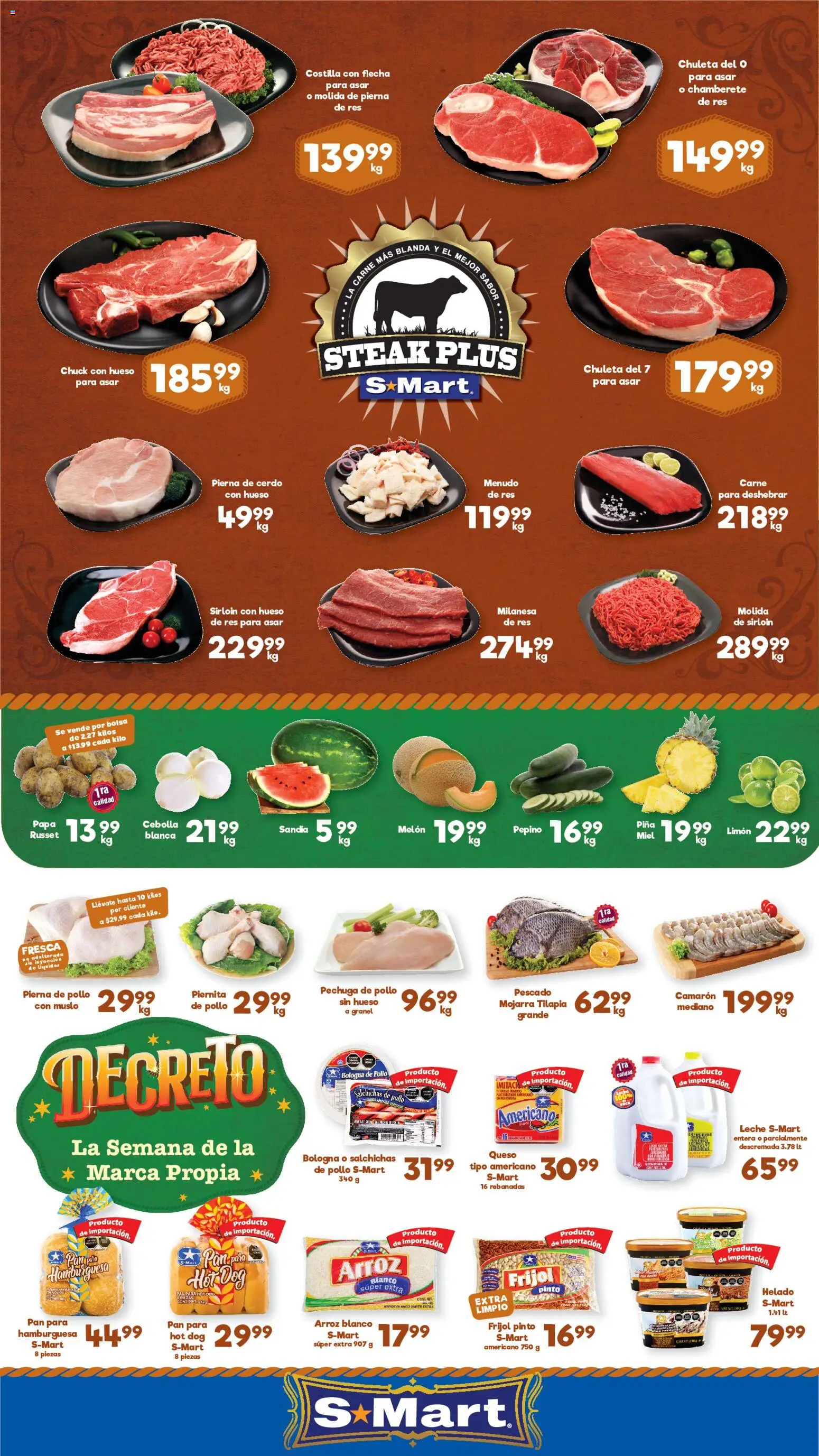 Nuevas ofertas de S-Mart válidas en toda la República Mexicana desde el 26/06/2026. ¡Encuentra las mejores ofertas en S-Mart folleto Chihuahua! | Página: 1 | Productos: Bolsa, Leche, Res, Piña