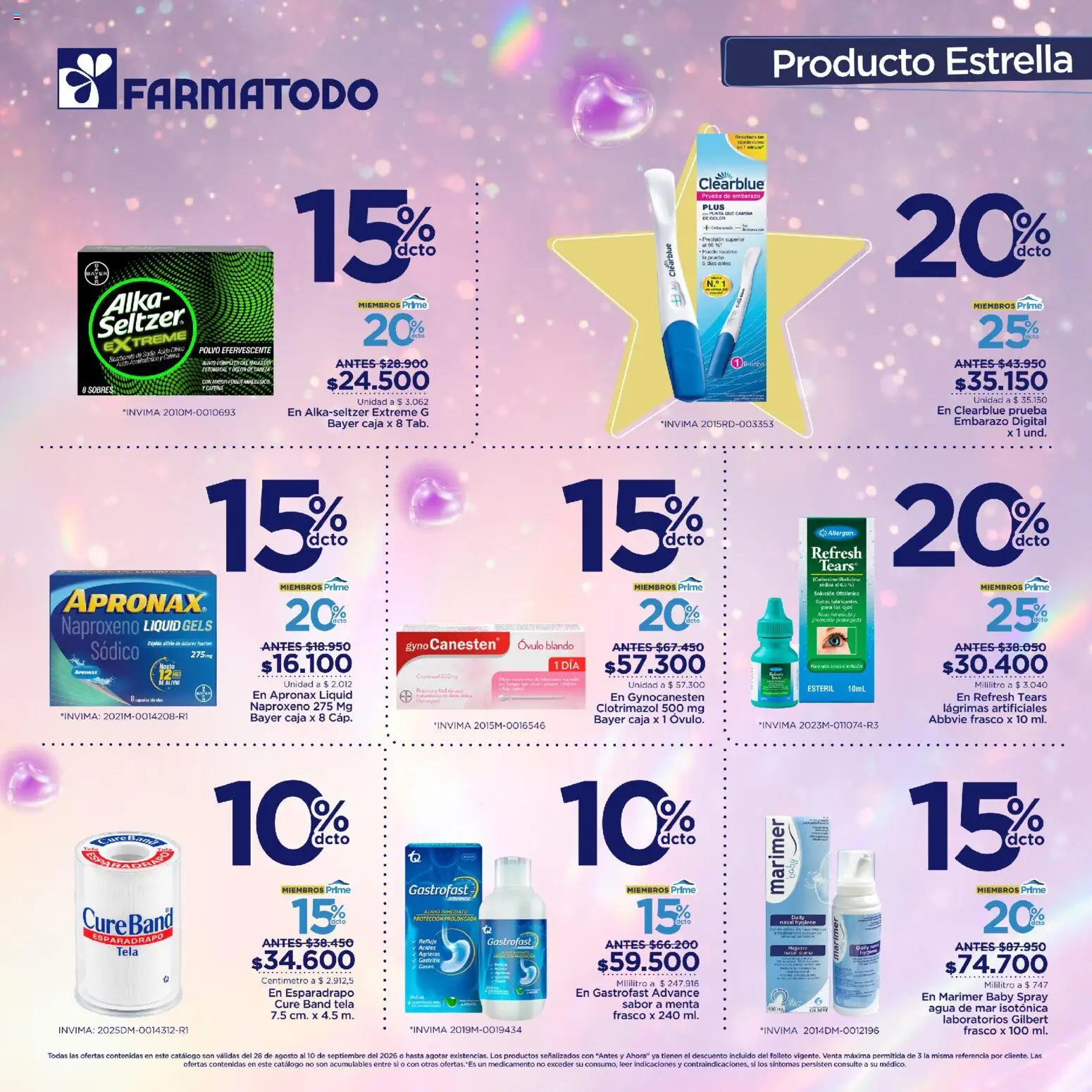 FarmaTodo revista - valida desde el 28/08/2026 | Página: 4 | Productos: Agua, Frasco, Prueba de embarazo, Caja